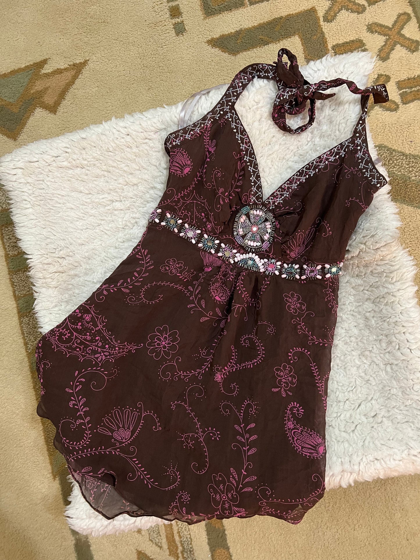 Beaded Paisley Halter Top
