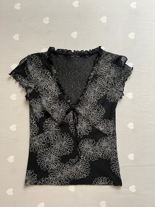 Mesh floral print top