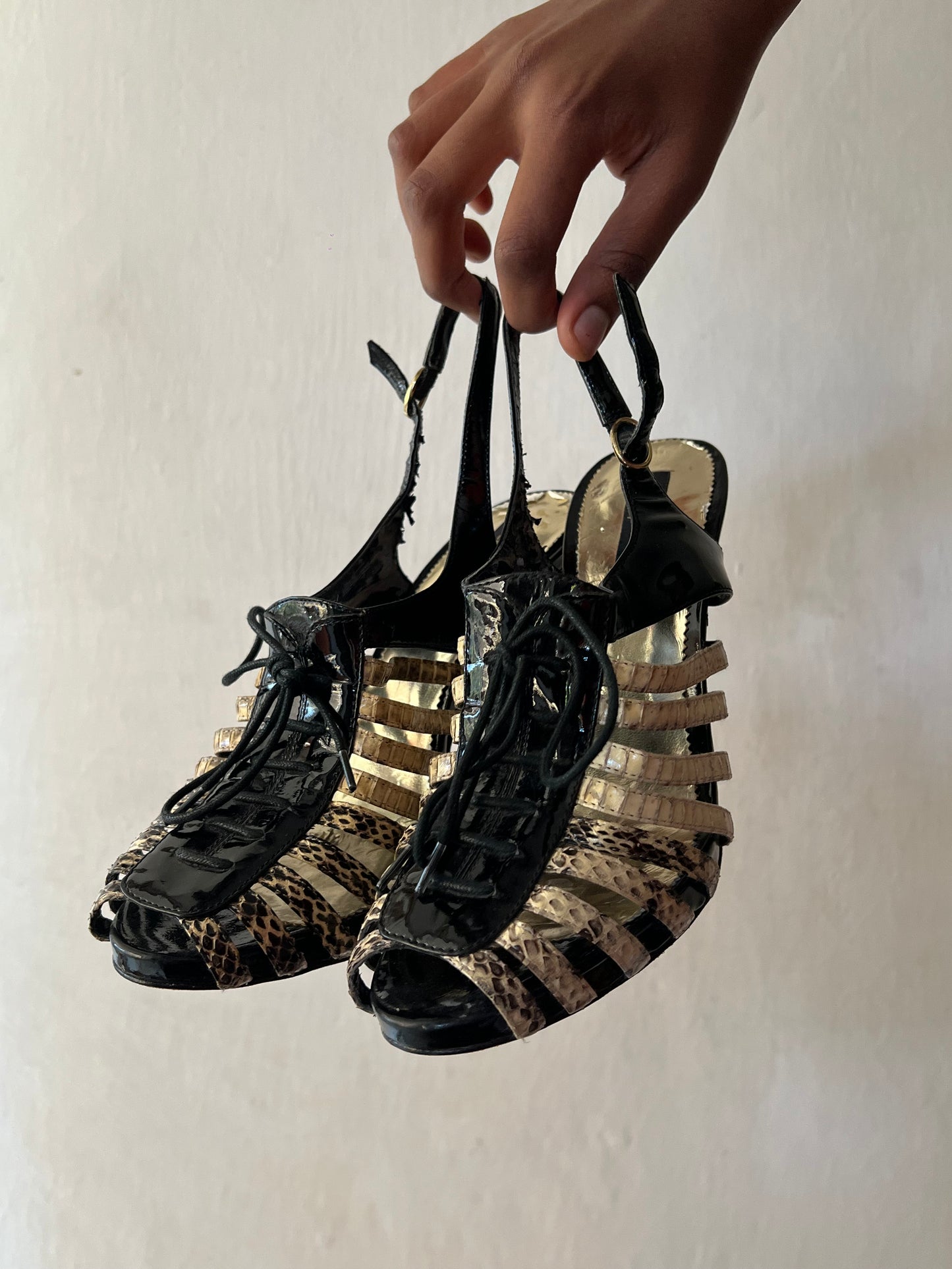 Snake Skin print  Gladiator Heels