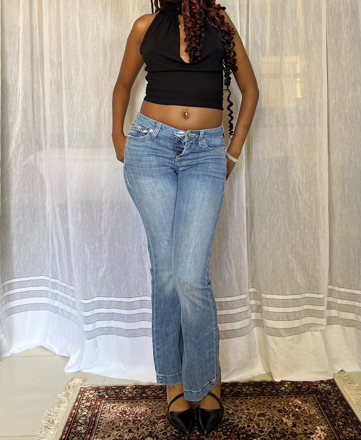 Low rise boot cut jeans