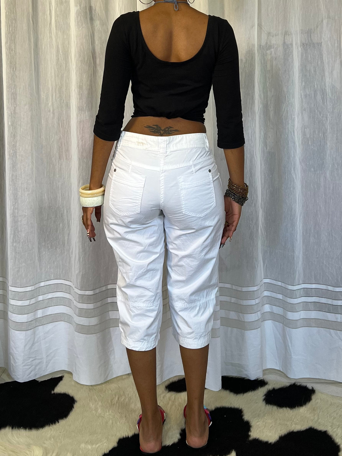 White Y2K Capri Pants