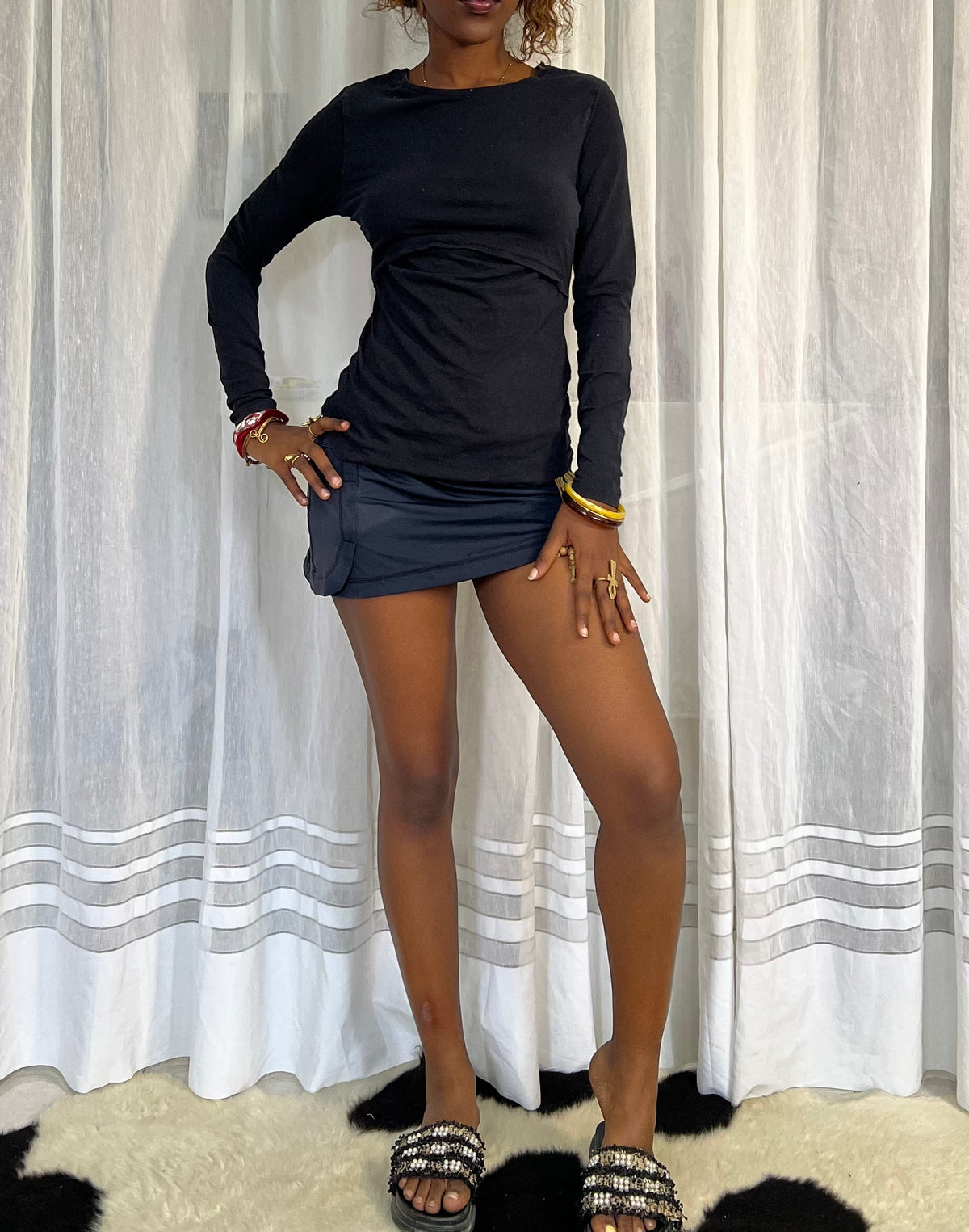 Black Cut-Out Long-Sleeve Top
