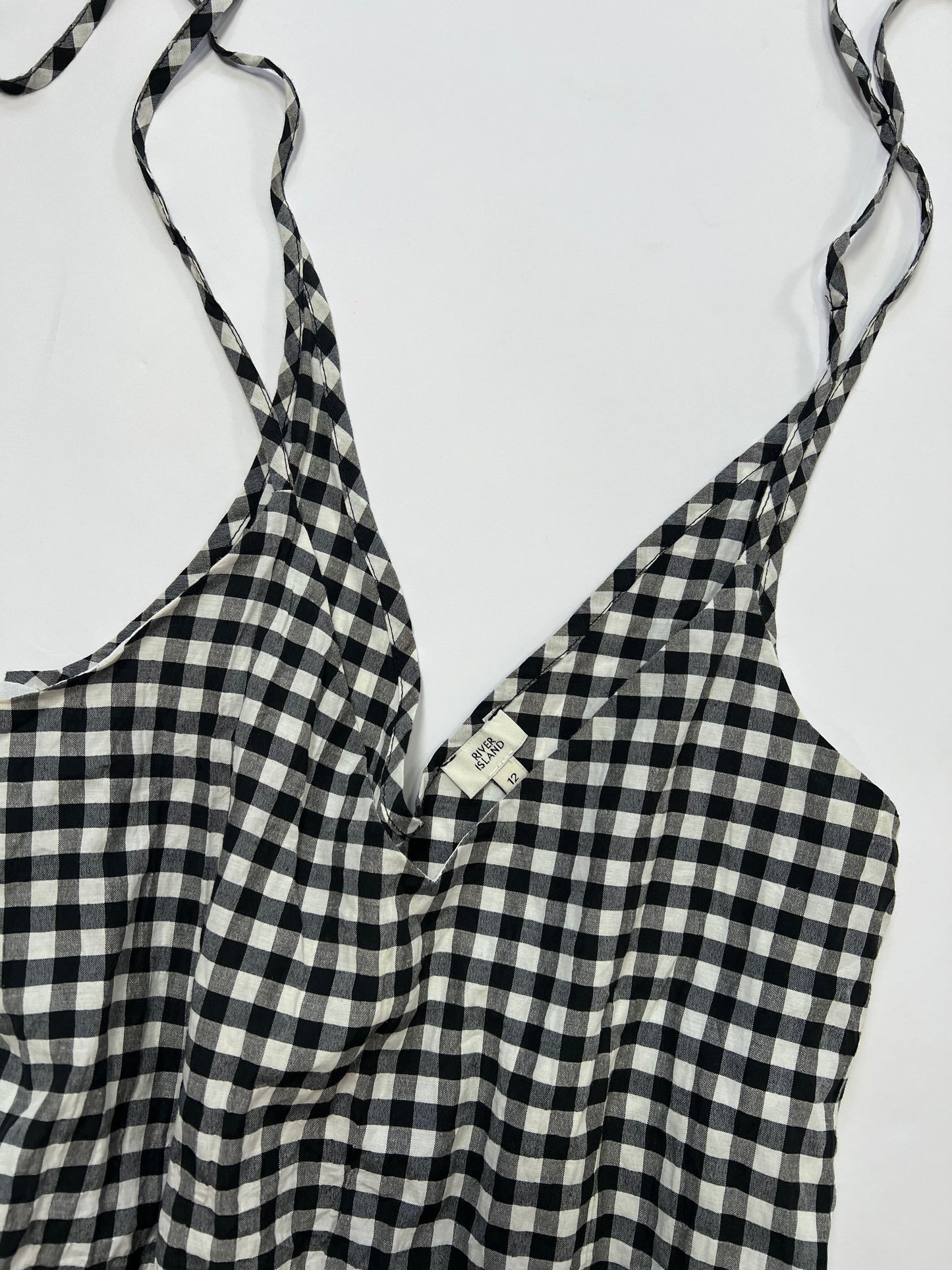 Gingham Tie-Shoulder Top