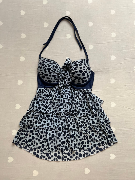 Ruffled mesh halter top