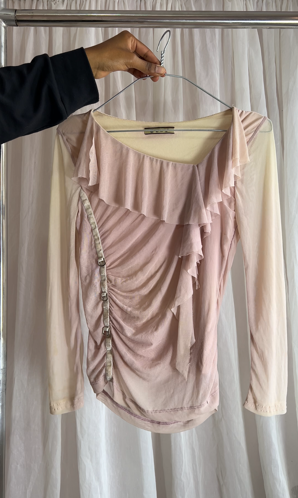 Mesh Ruffle Top