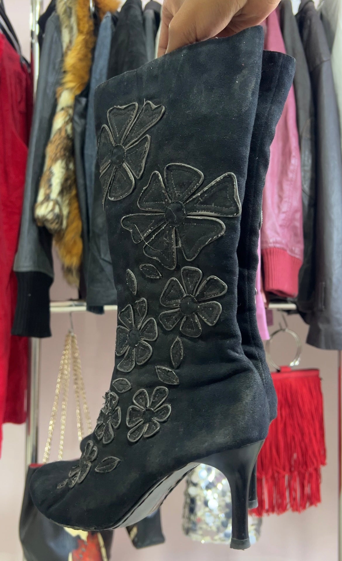 Black suede boots