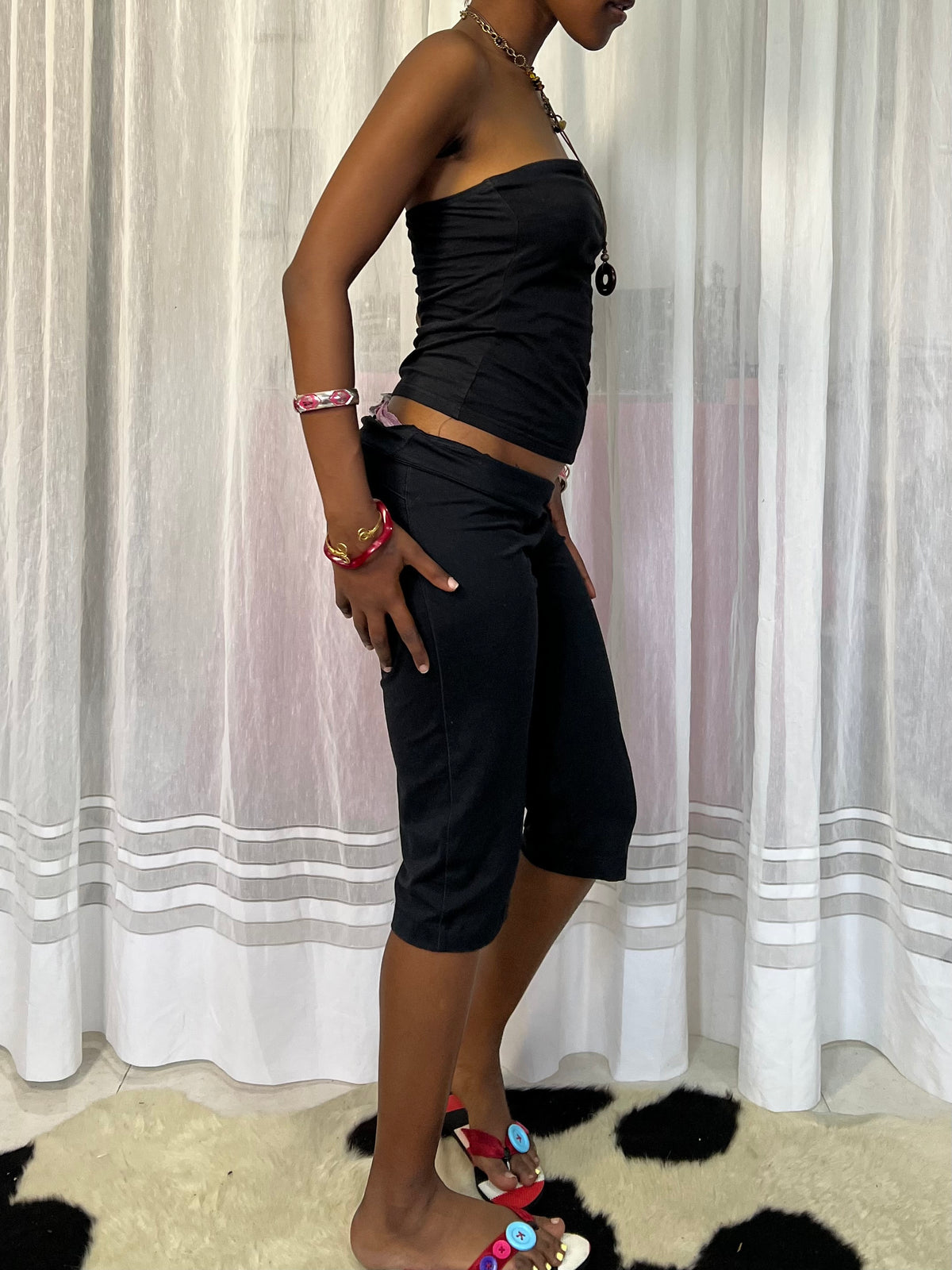 Black Bandeau + Adidas Capri Set
