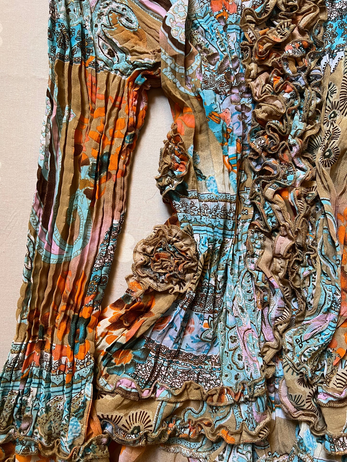 Pleated vintage ruffle blouse