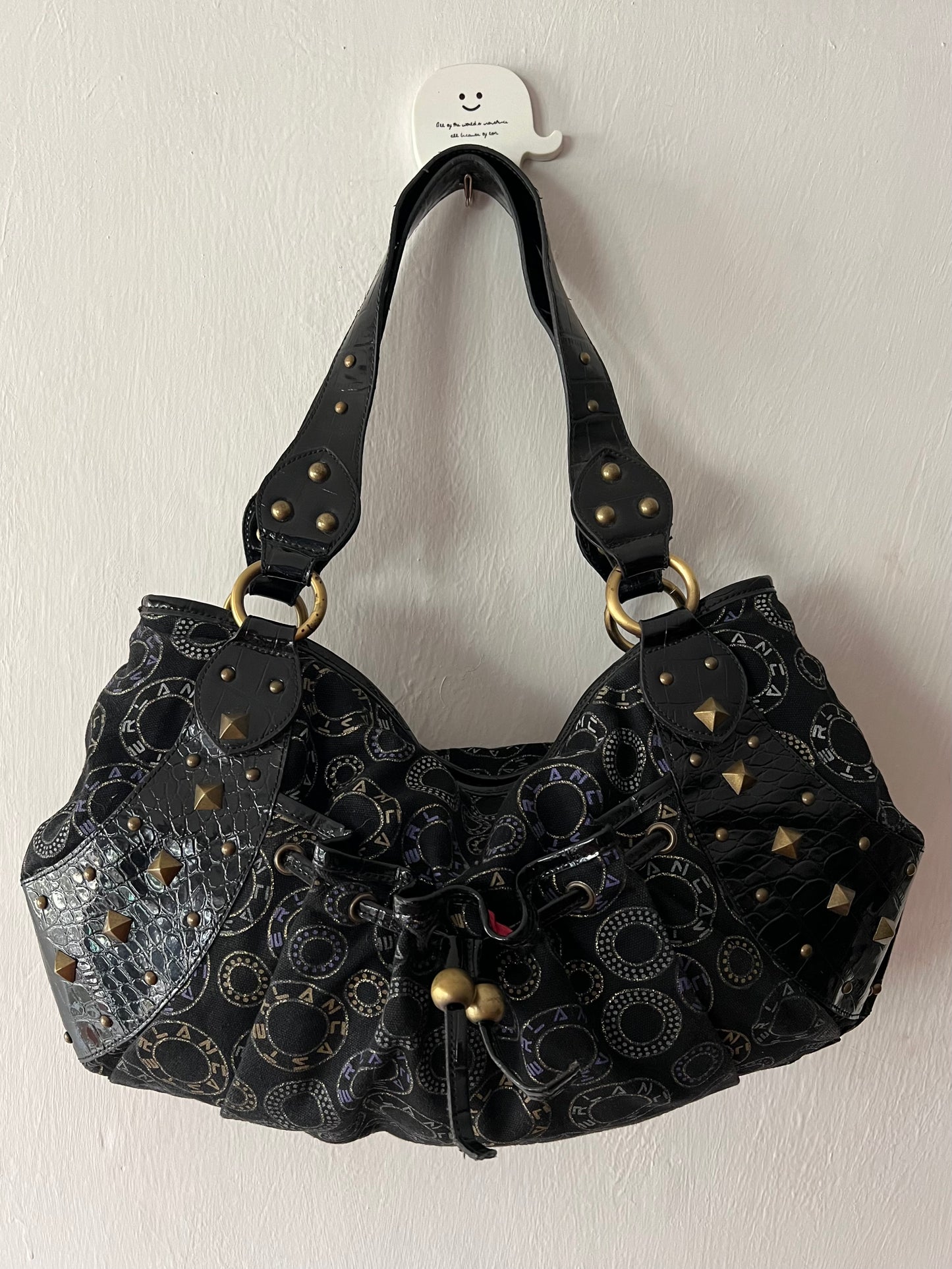 Vintage Studded Jacquard Hobo Bag