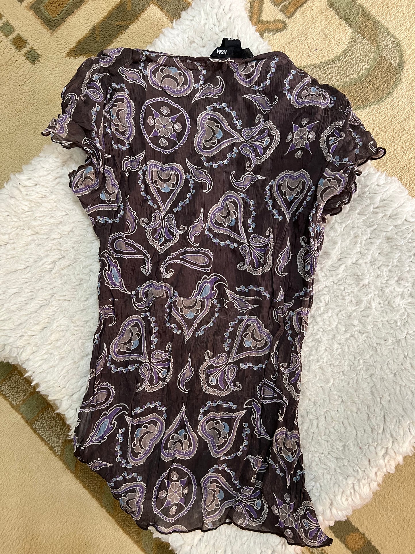 Sheer Paisley Flutter Sleeve Top