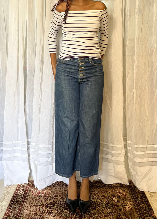 Striped off the shoulder top