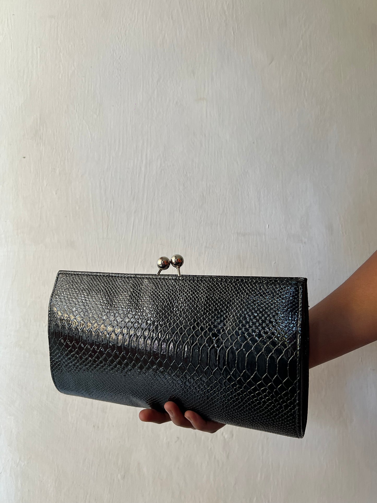 Studded leather clutch purse