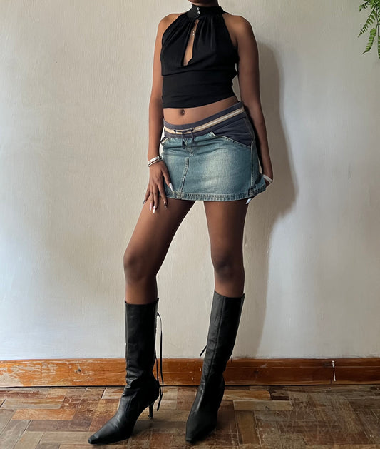 Reworked denim mini