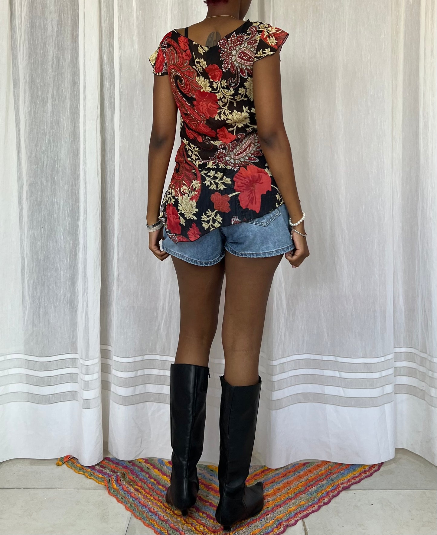 Floral Paisley Asymmetrical Top