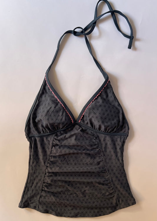Black graphic halter top