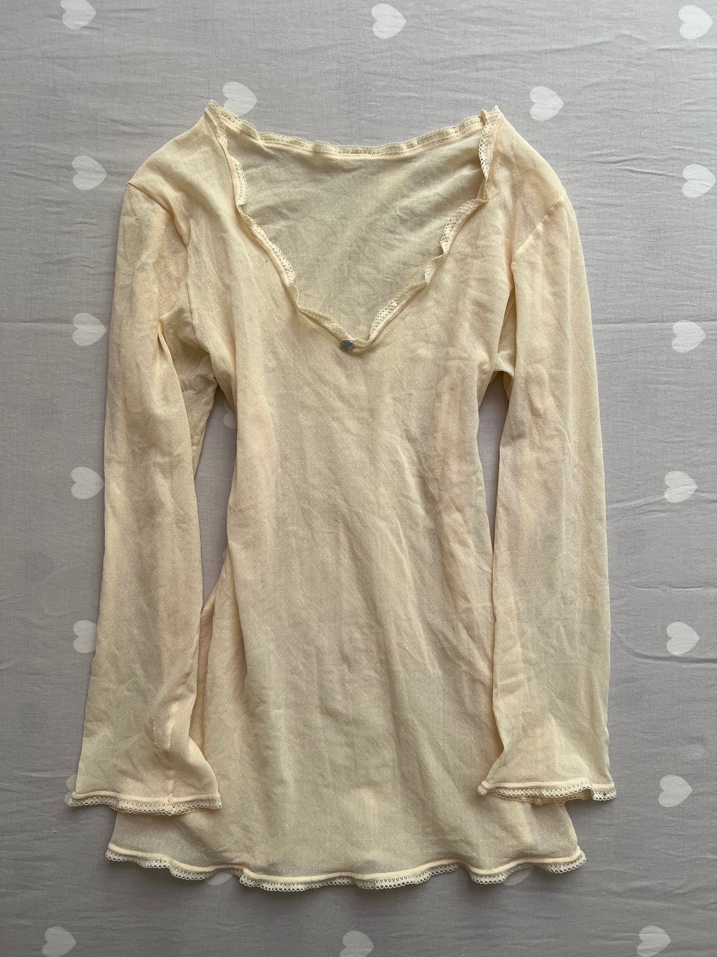 Butter yellow mesh long sleeve