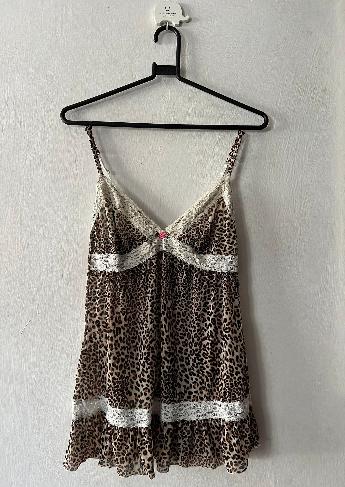 Leopard print lace trim dress