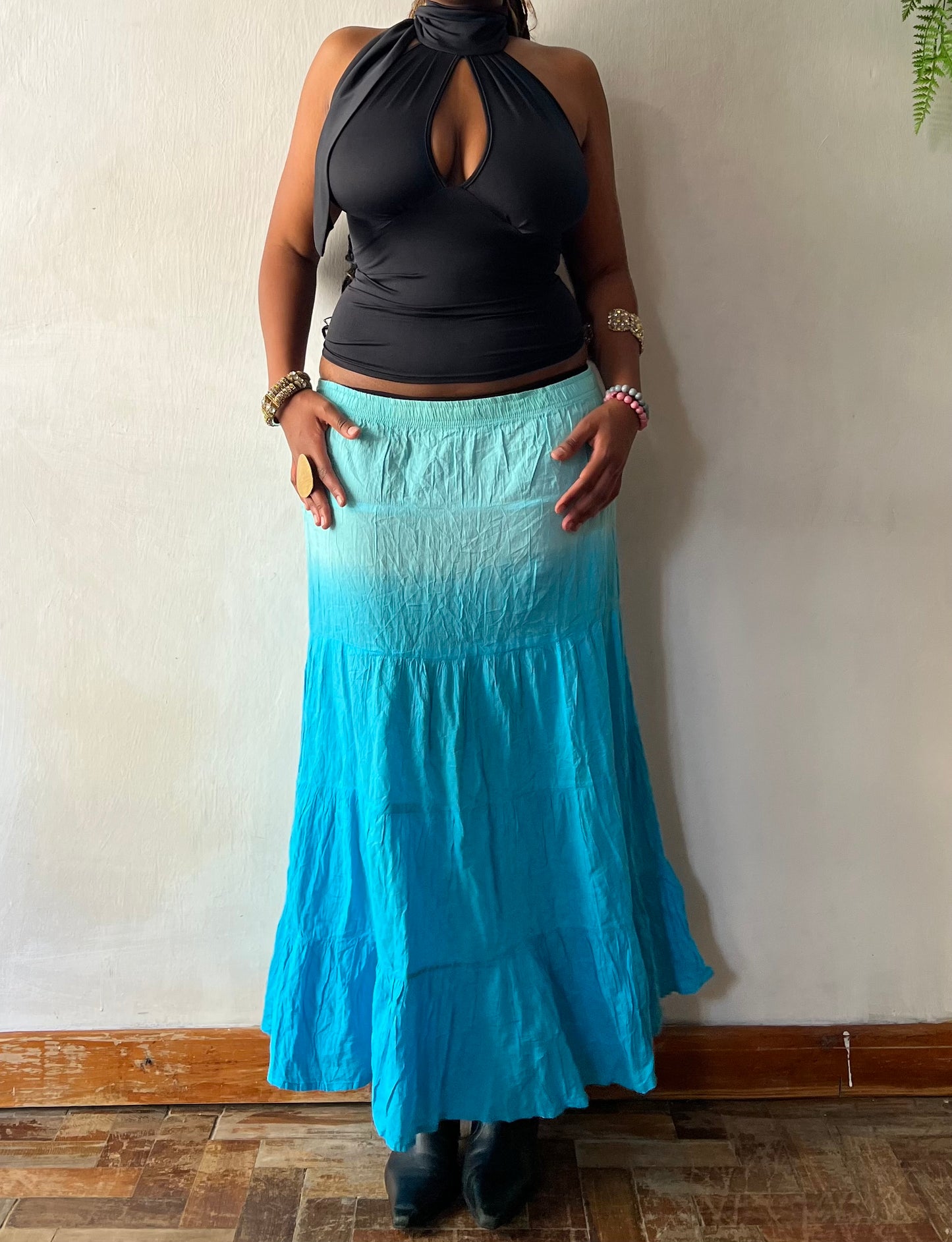 Blue gradient toned maxi skirt