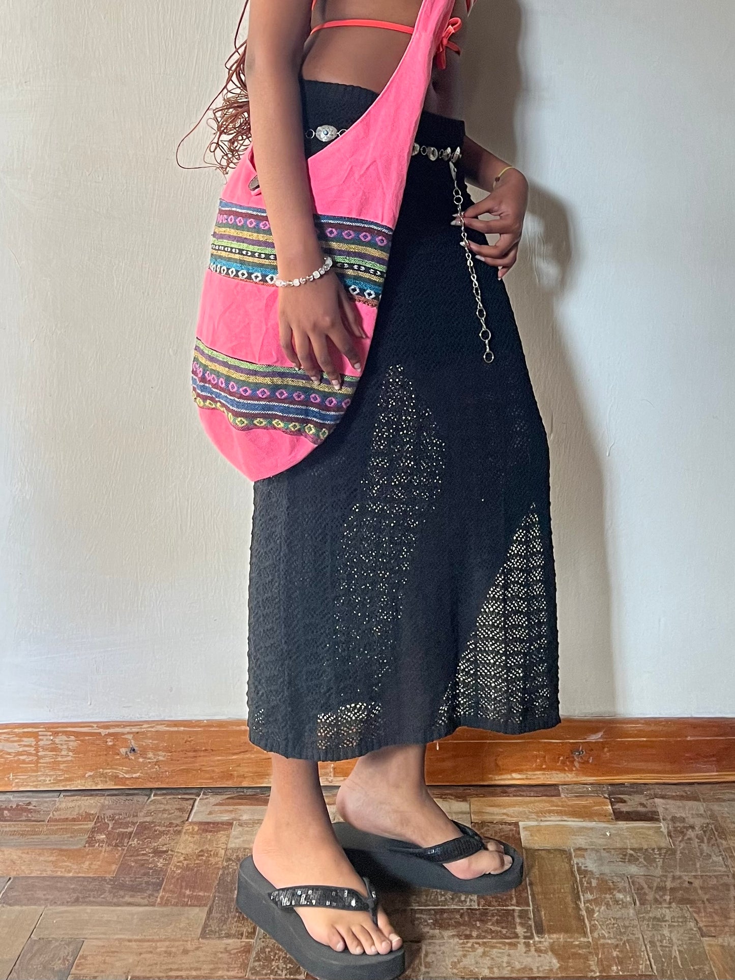 Black Crochet Maxi Skirt