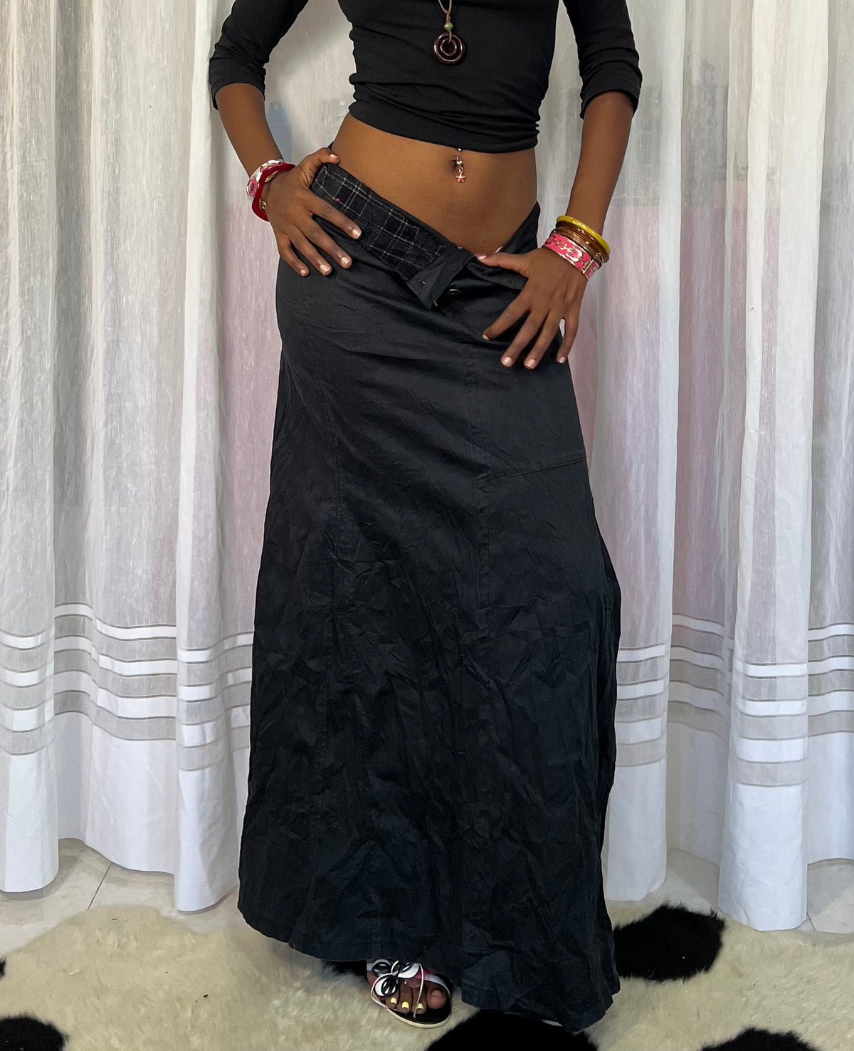 Black Maxi Cargo Skirt