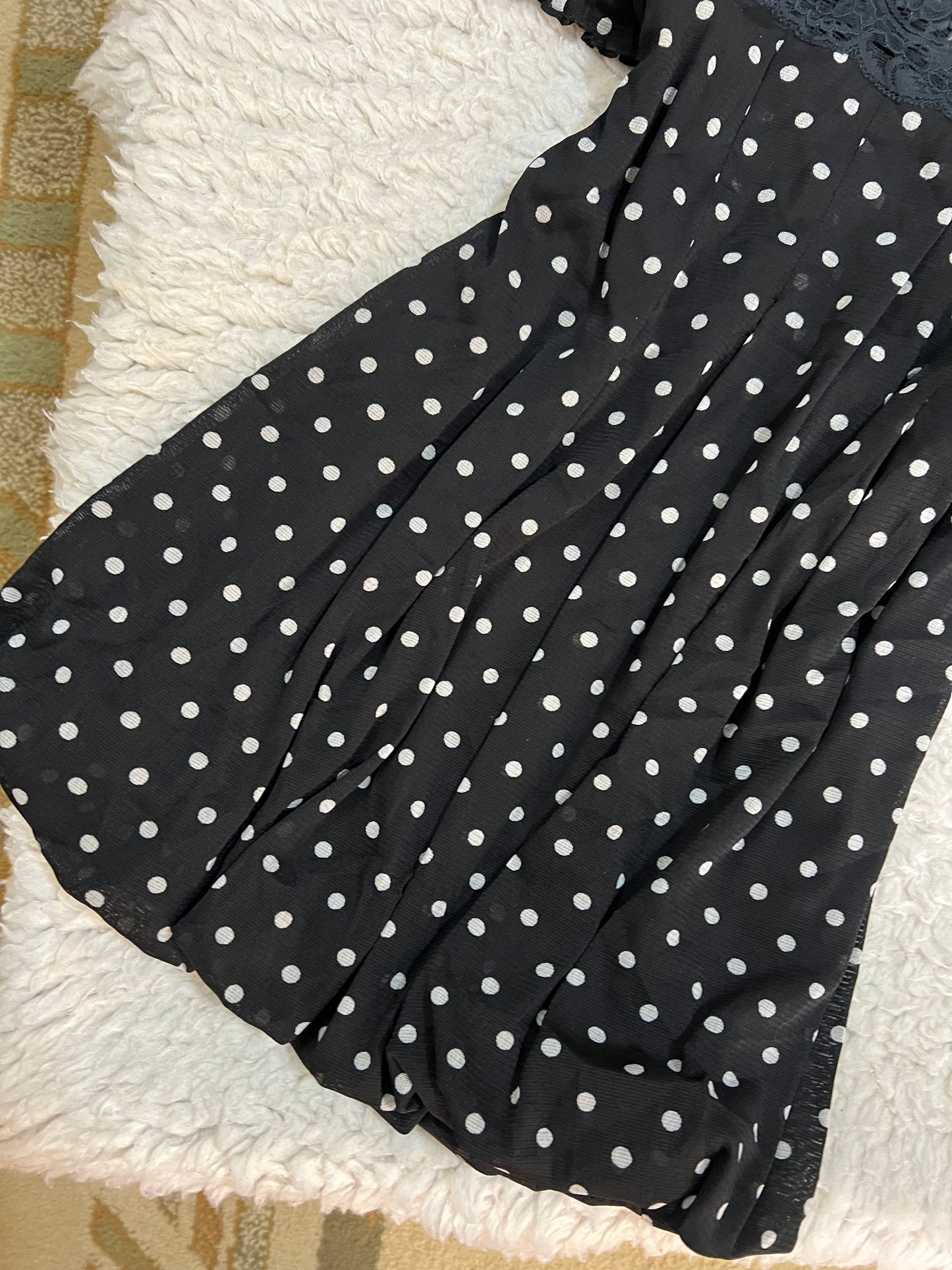 Black Polka Dot baby doll top