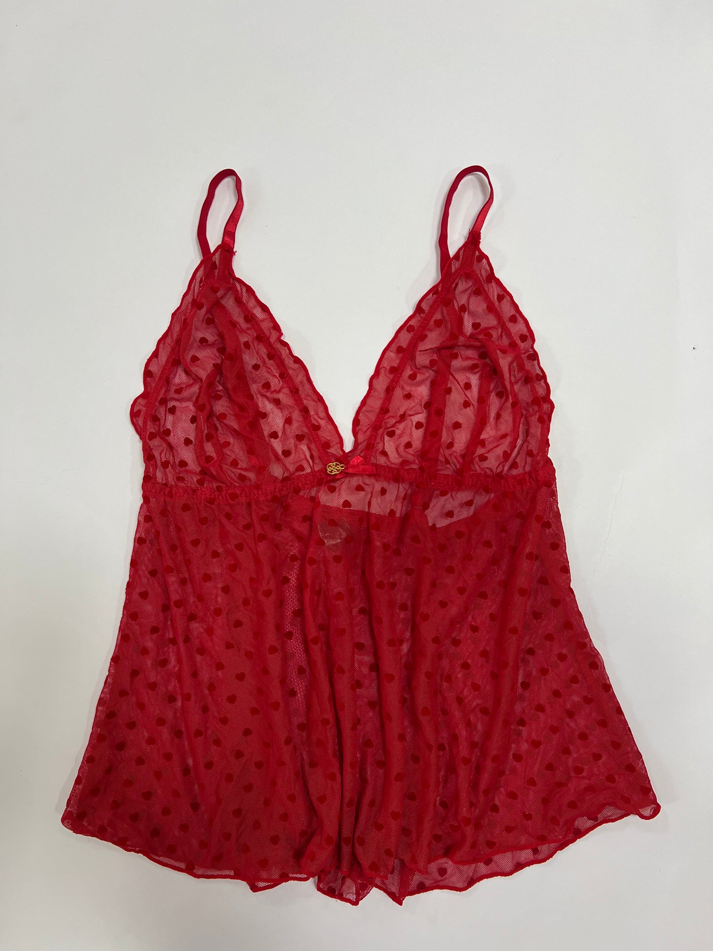 Red Heart Mesh Babydoll Cami