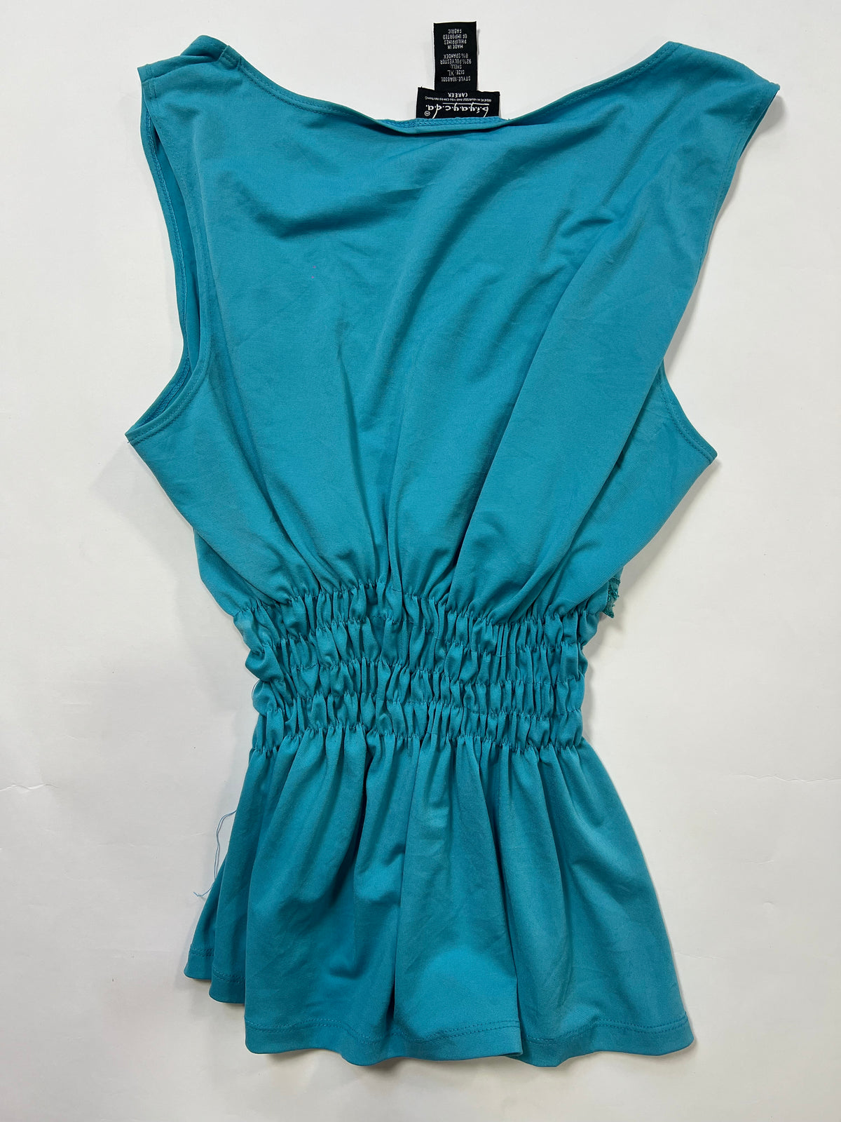 Turquoise Smocked Peplum Top
