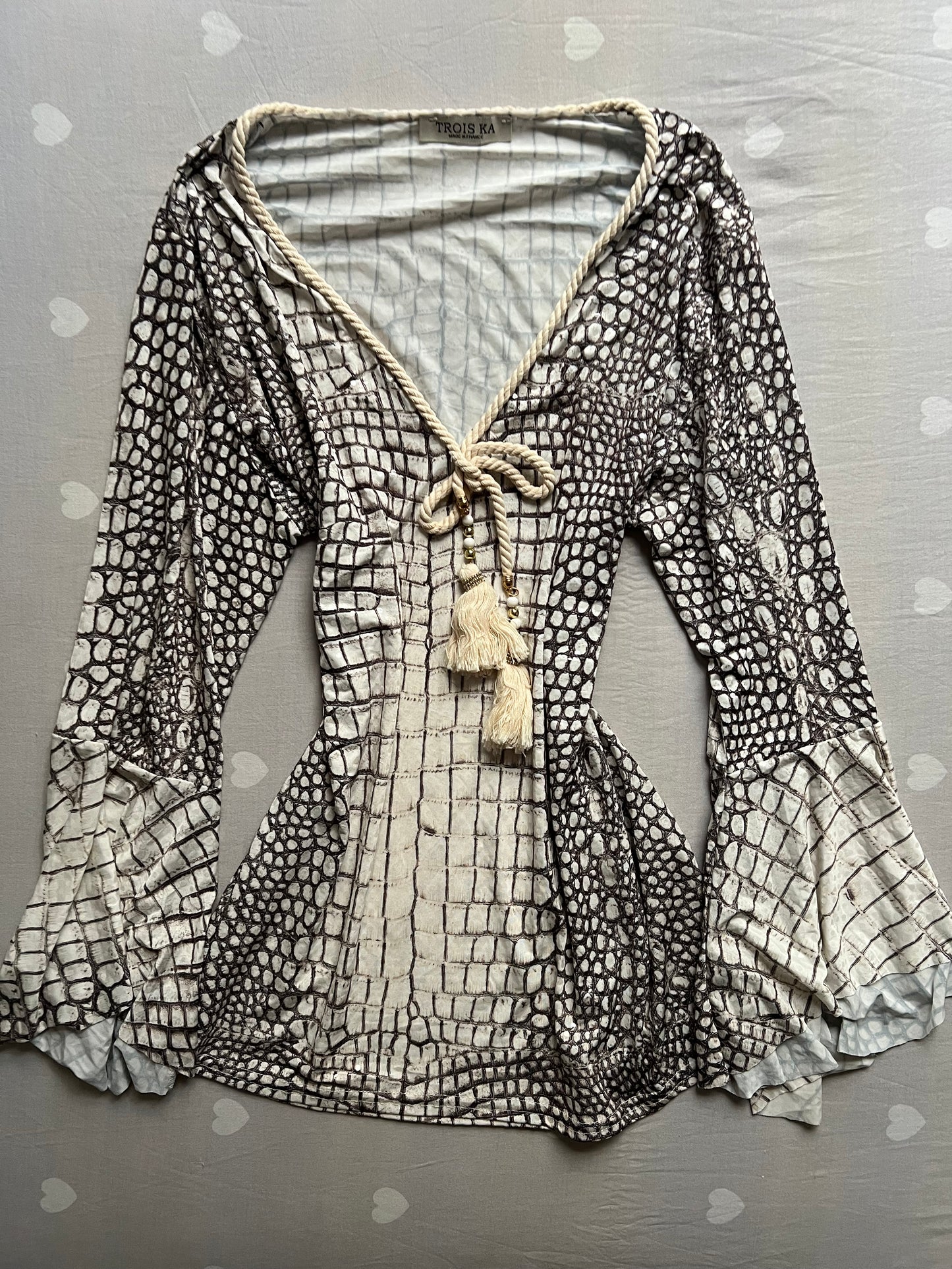 Crocodile Print Boho Long Sleeve Top