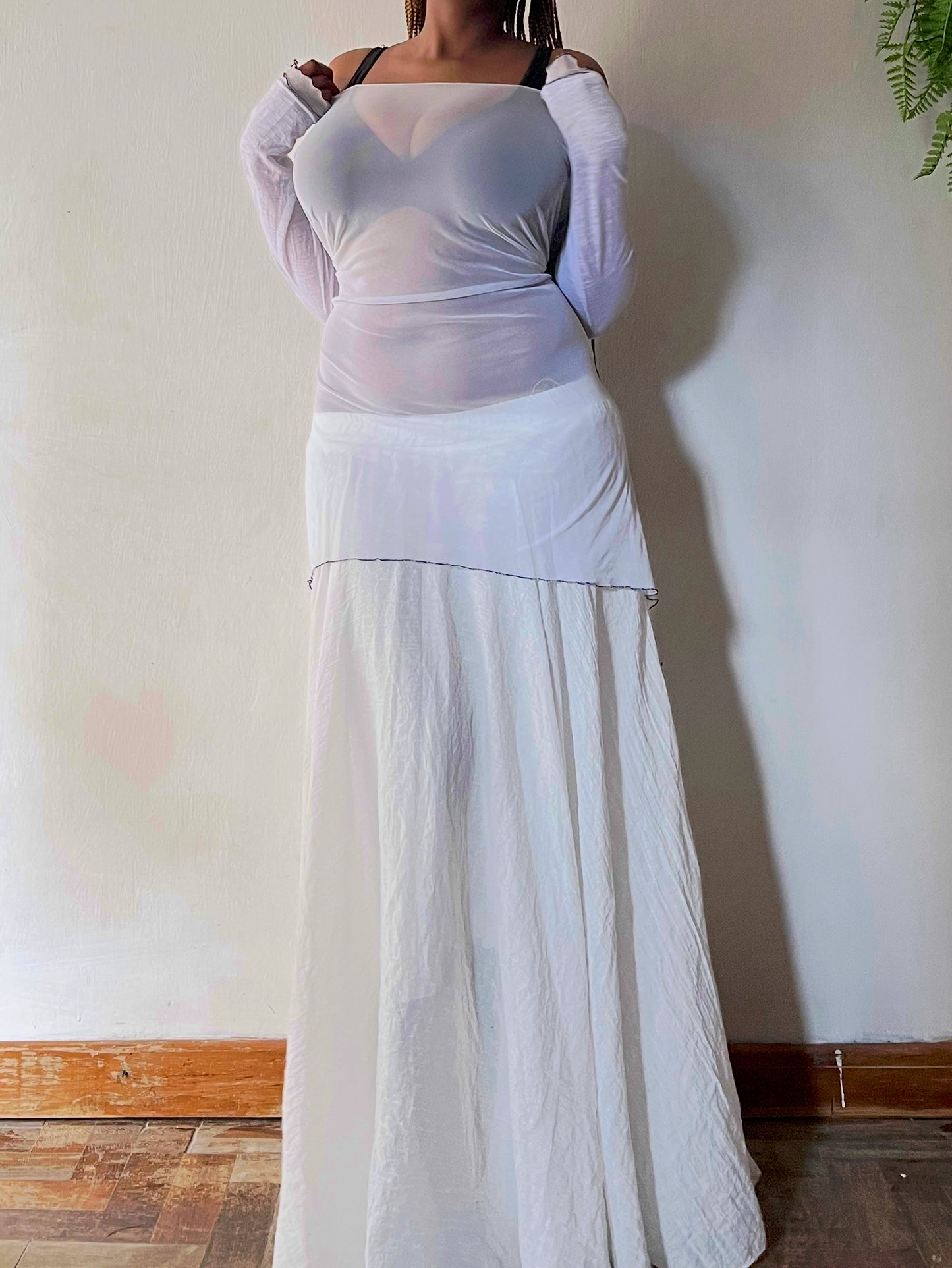 Sheer asymmetrical dress