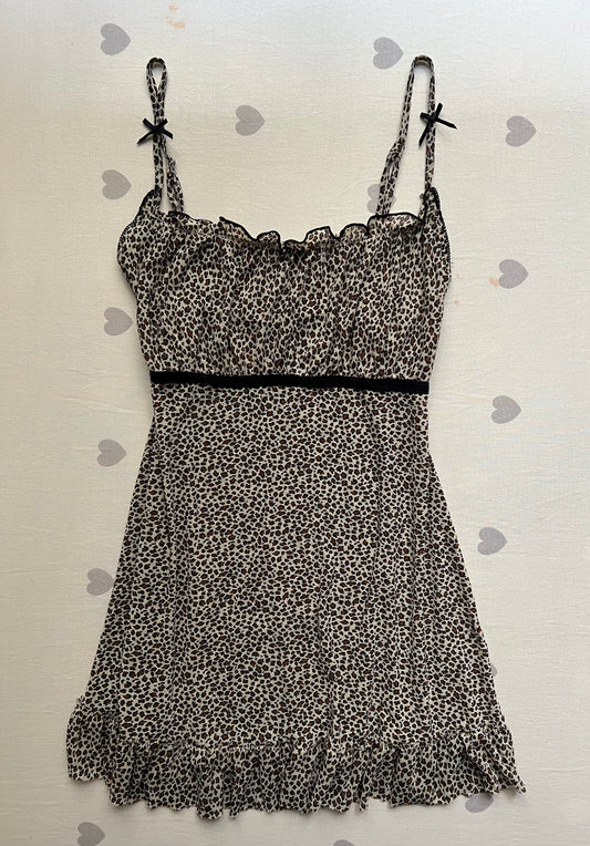 Y2k leopard print baby dol slip dress
