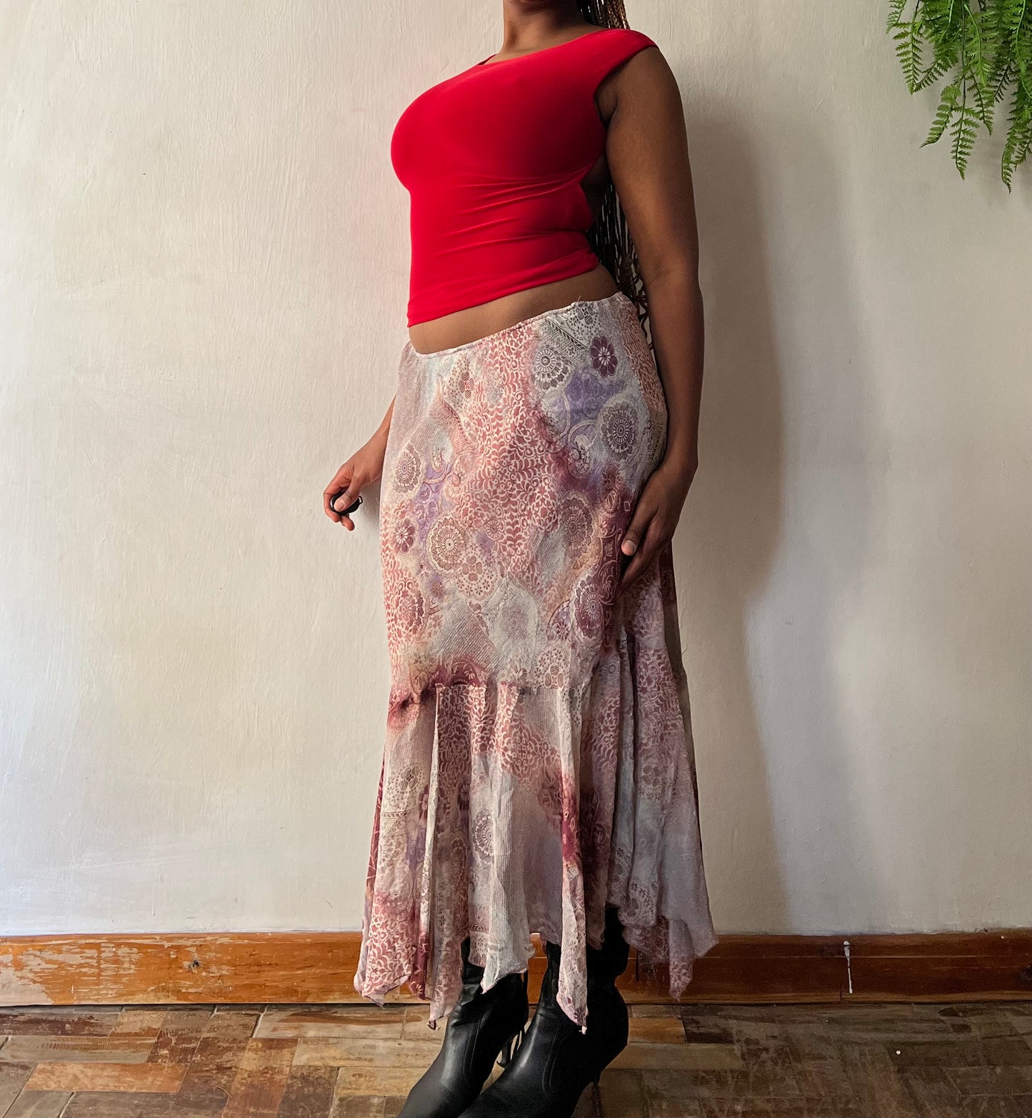 Paisley asymmetrical maxi skirt