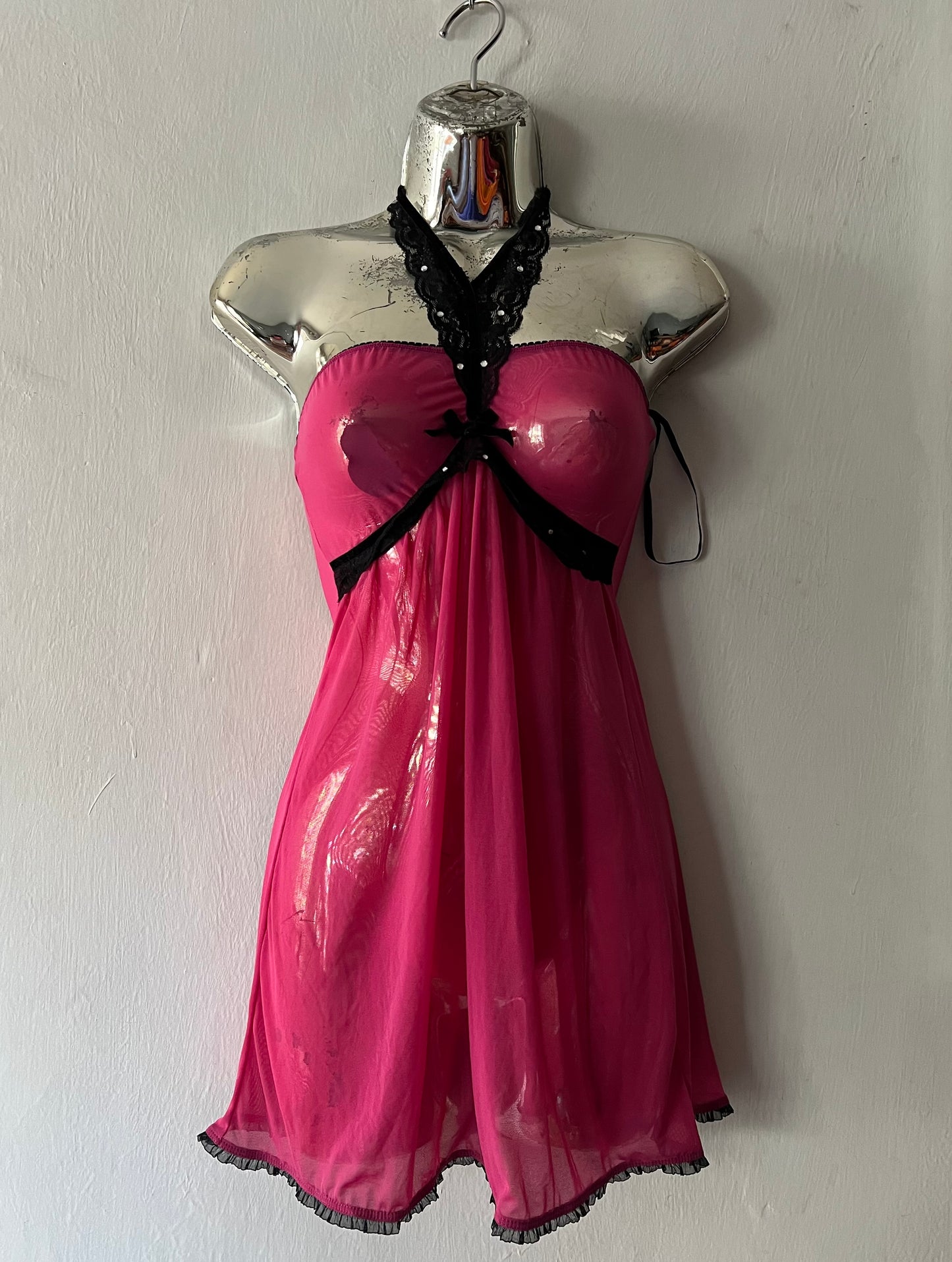 Y2k Mesh Halter Dress