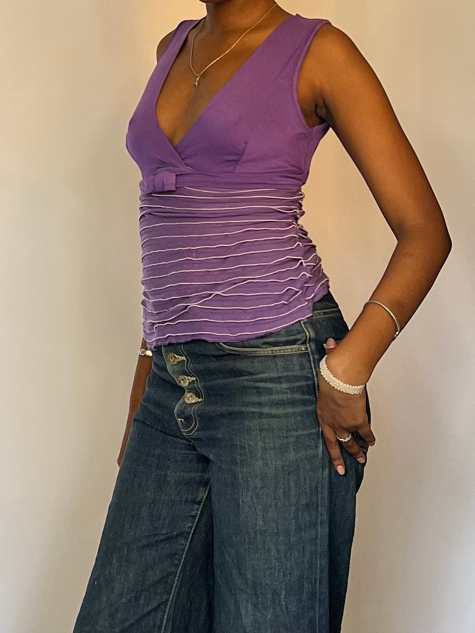 V neck baby doll top