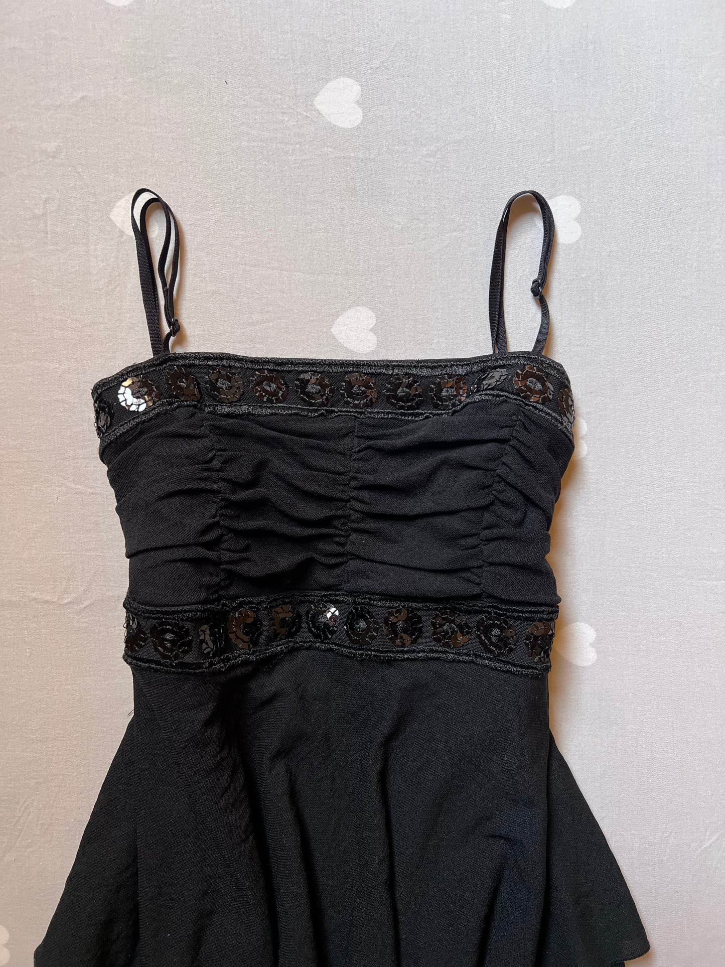 Tiered sequined baby doll cami top