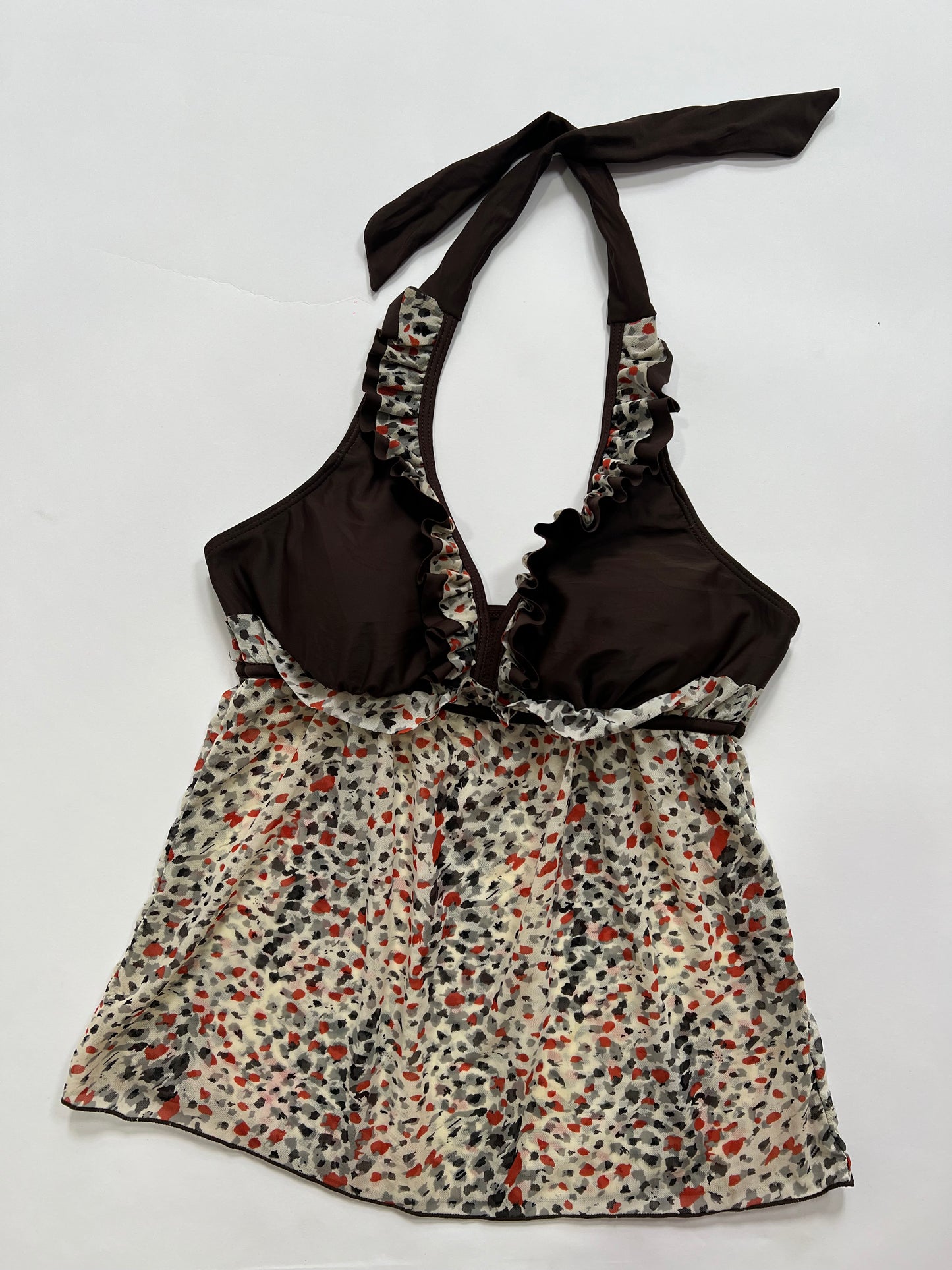 Brown Ruffle Halter Top