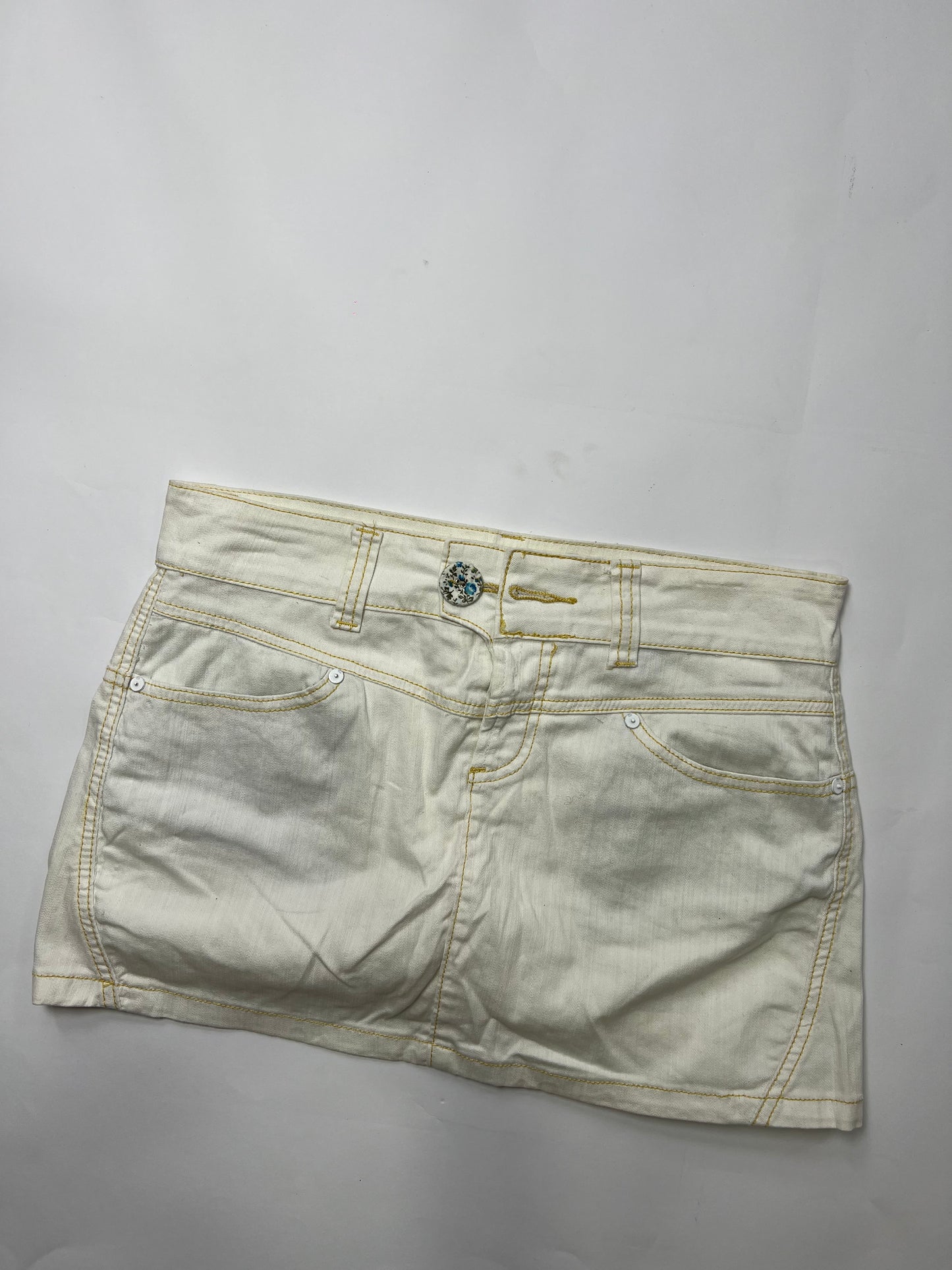 White Denim Mini Skirt