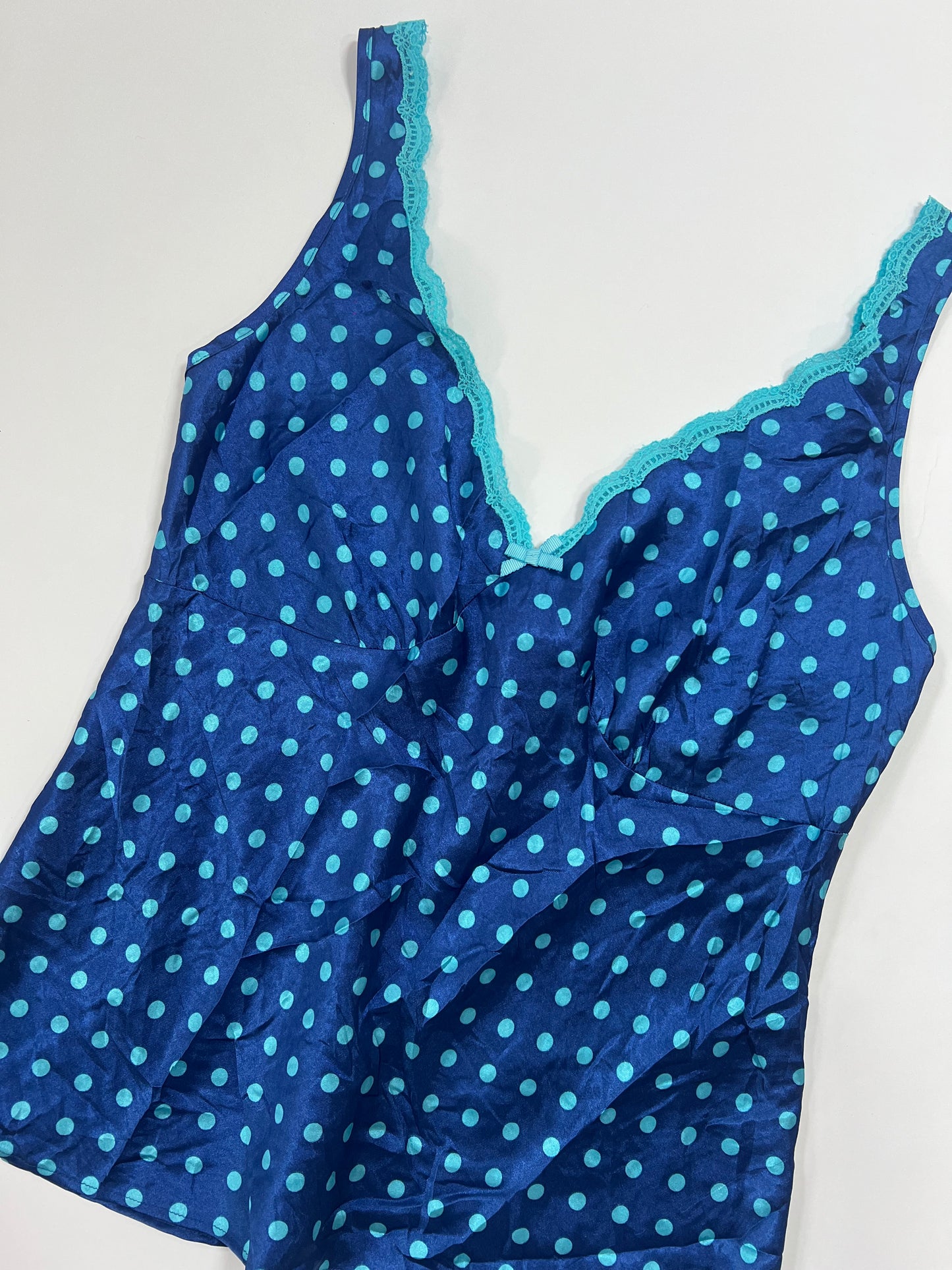 Blue Polka Dot Satin Cami