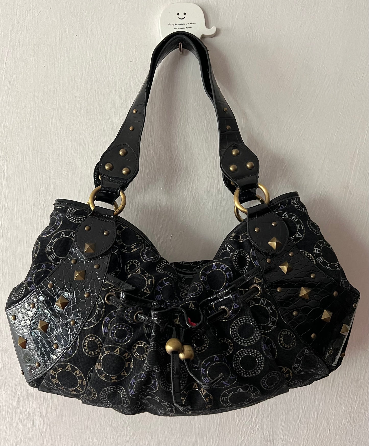 Vintage Studded Jacquard Hobo Bag
