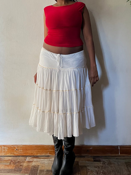 Beaded Tiered Midi Skirt