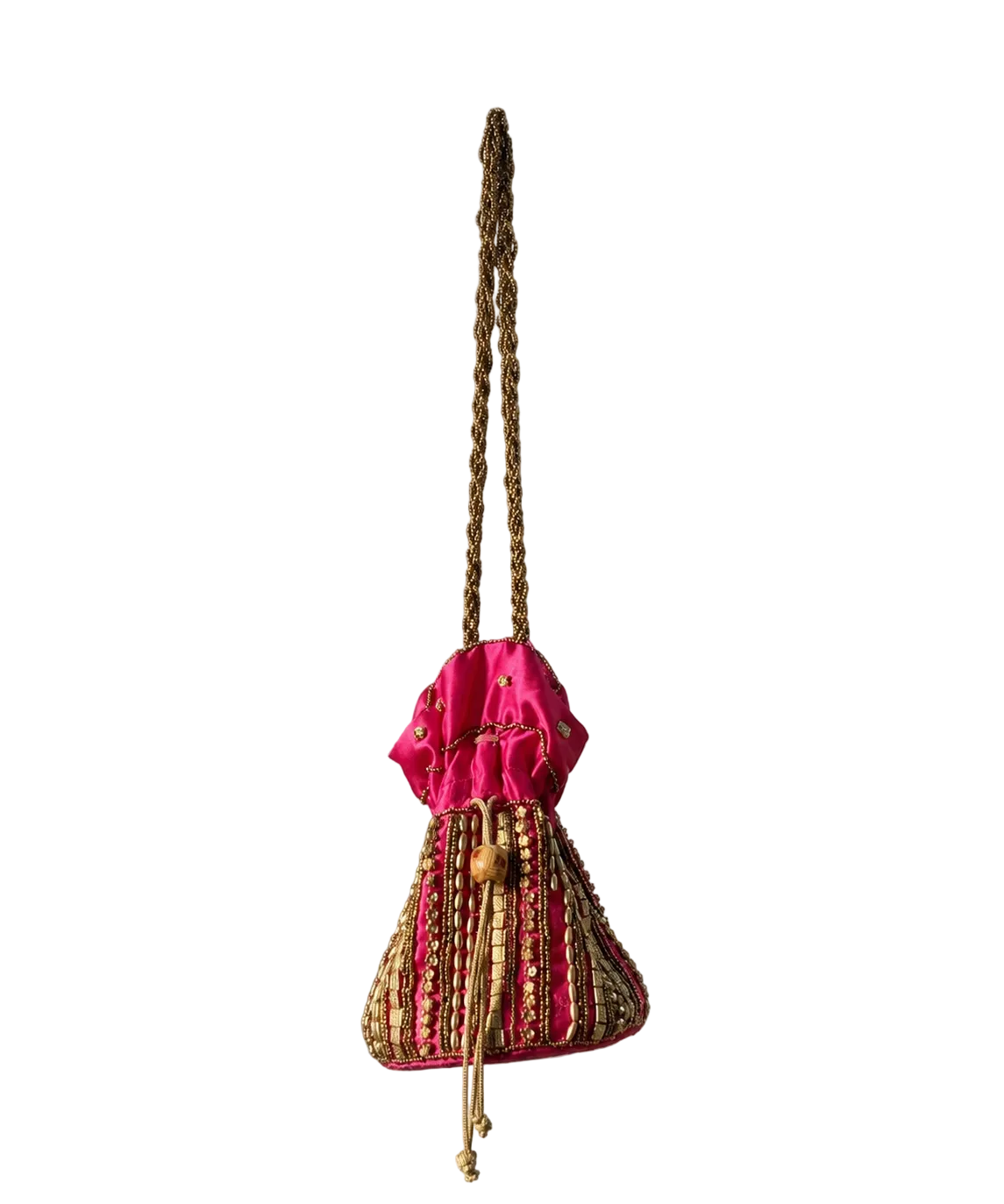 Vintage Fuchsia Beaded Bucket Bag