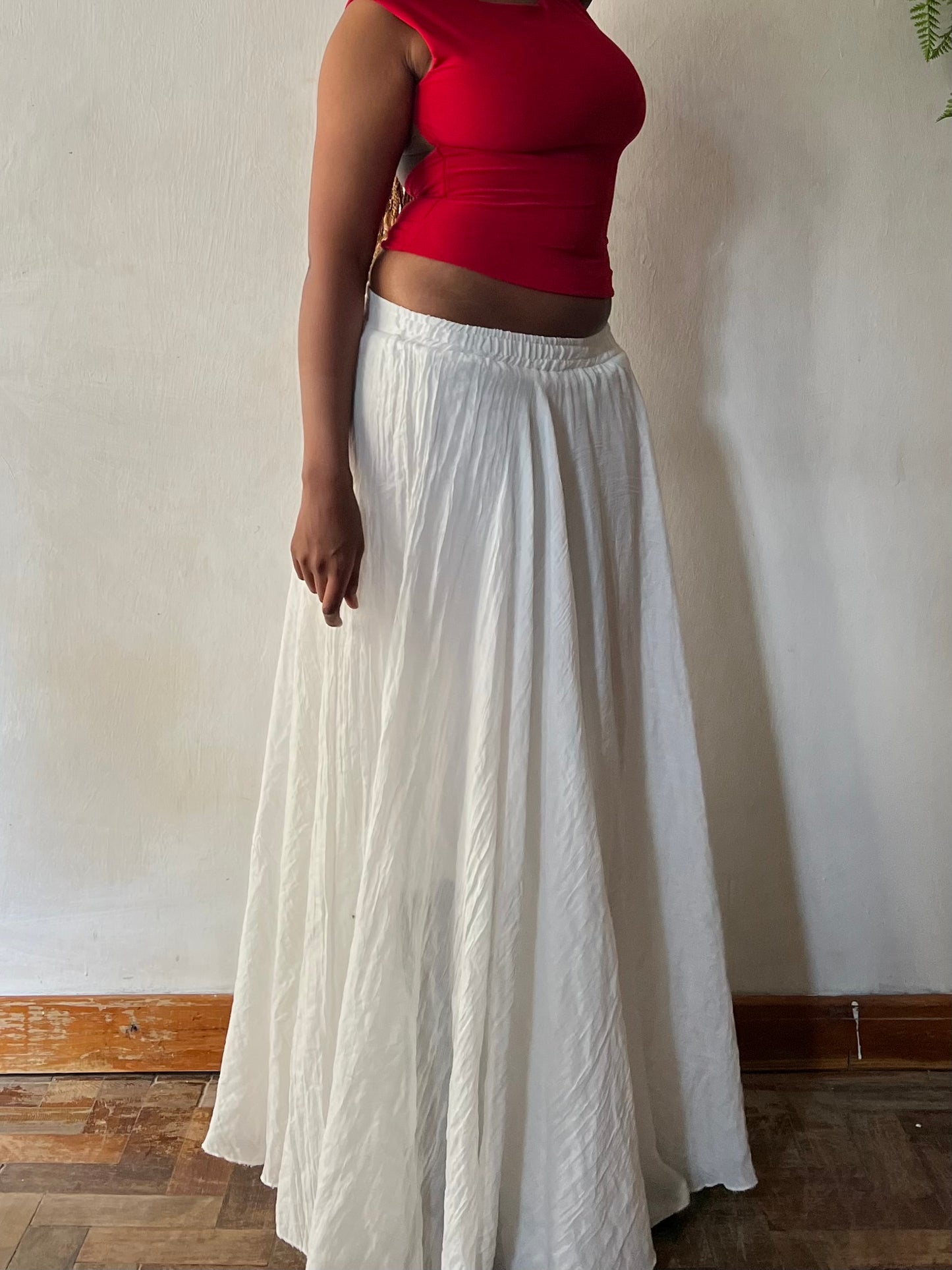 White Cotton Maxi Skirt