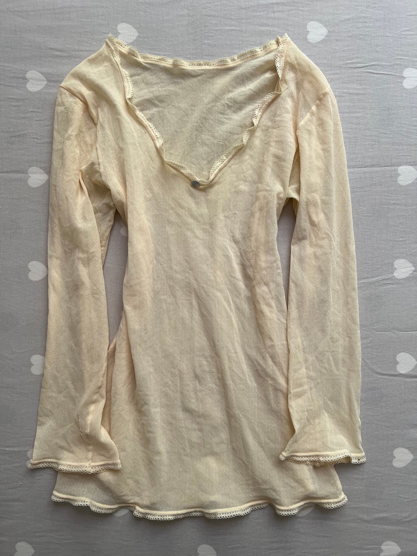 Butter yellow mesh long sleeve