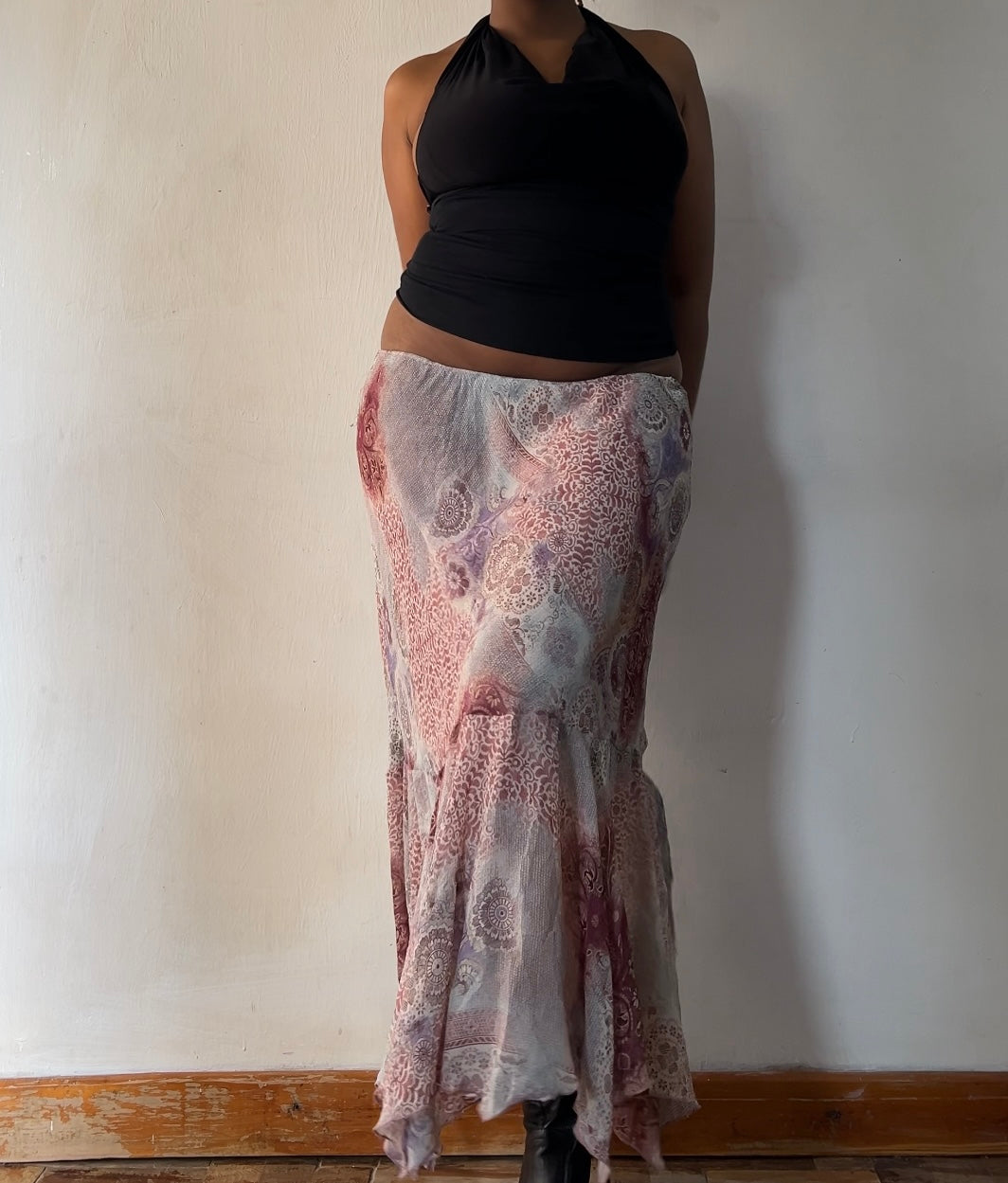 Paisley asymmetrical maxi skirt