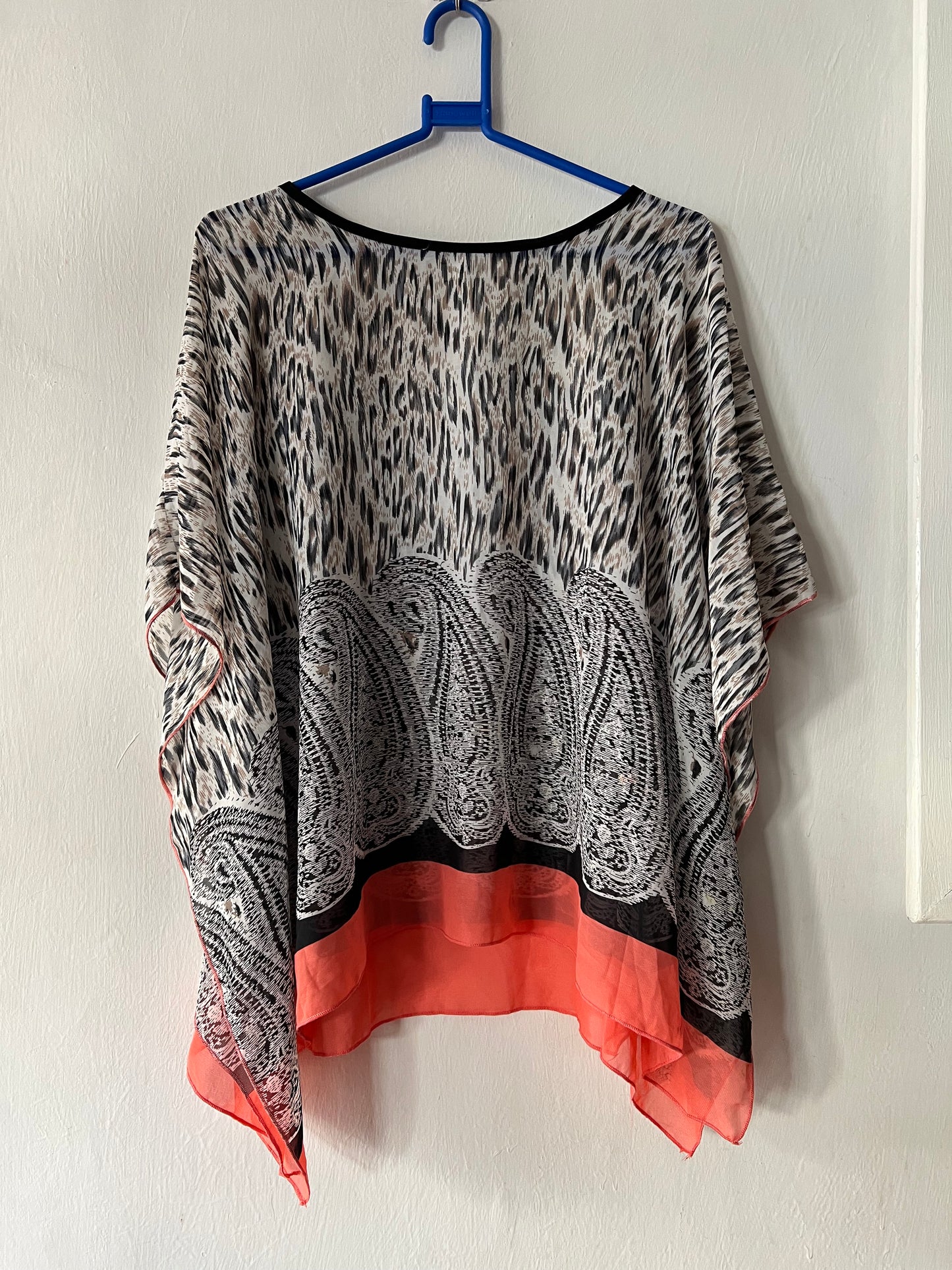 Leopard print sheer boho top