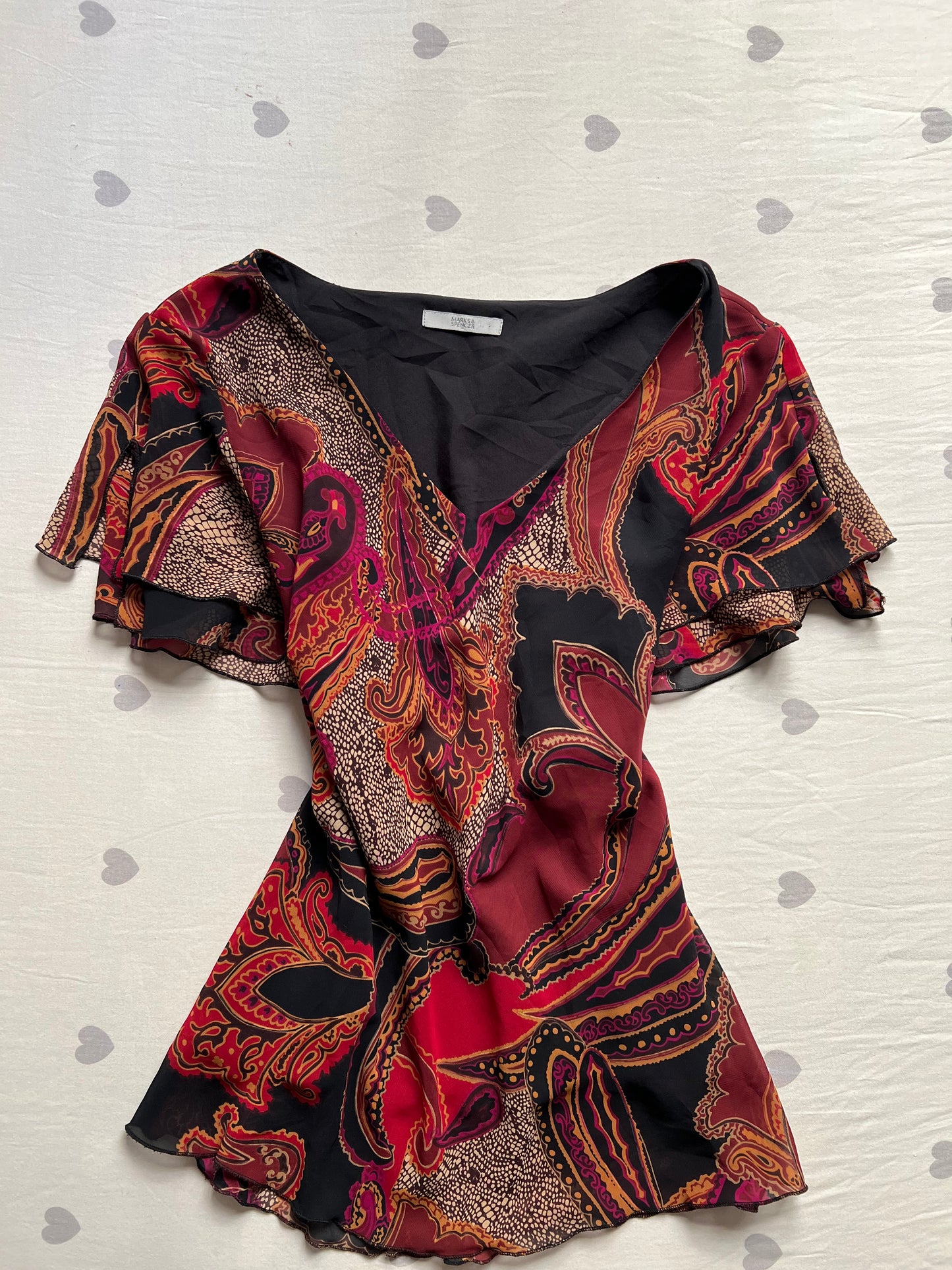 Floral whimsy chiffon top