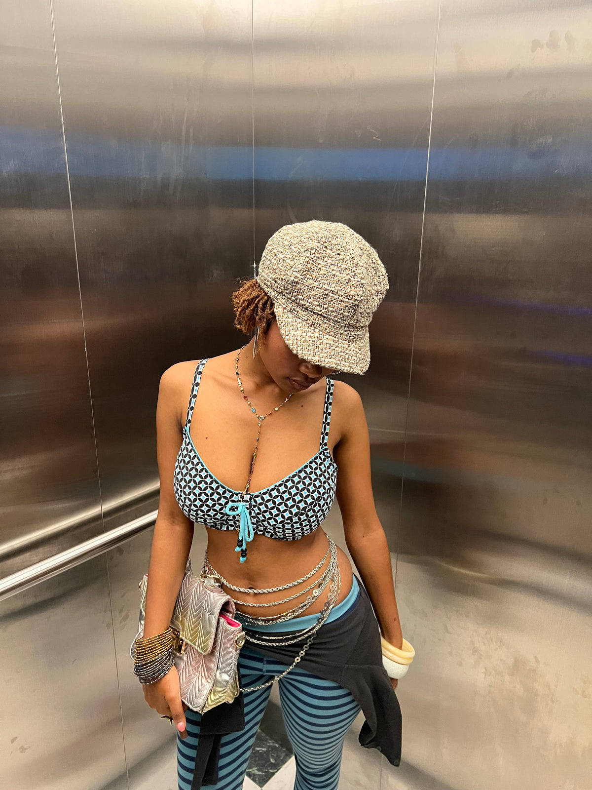 Geometric Print Bra Top