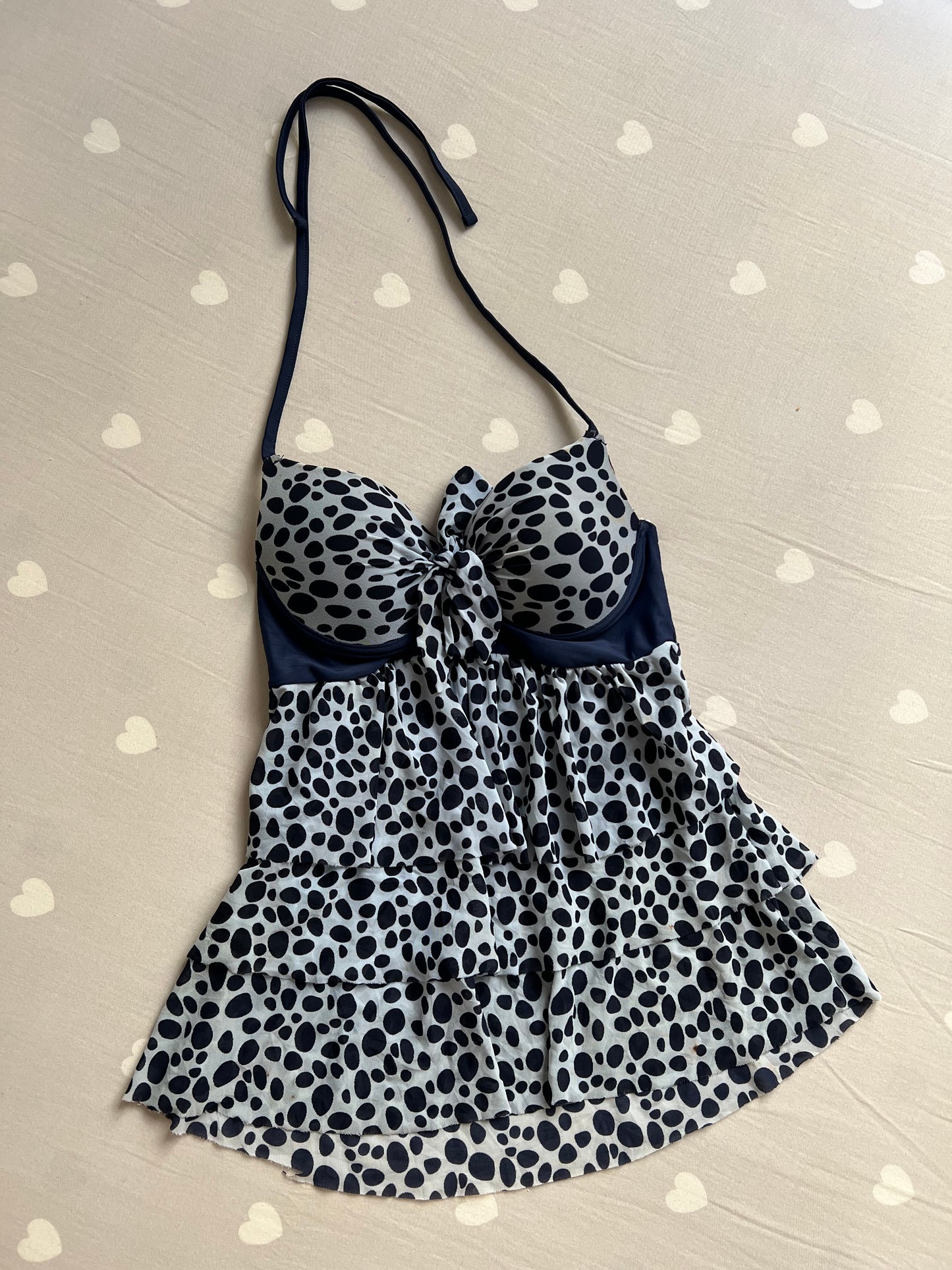 Ruffled mesh halter top