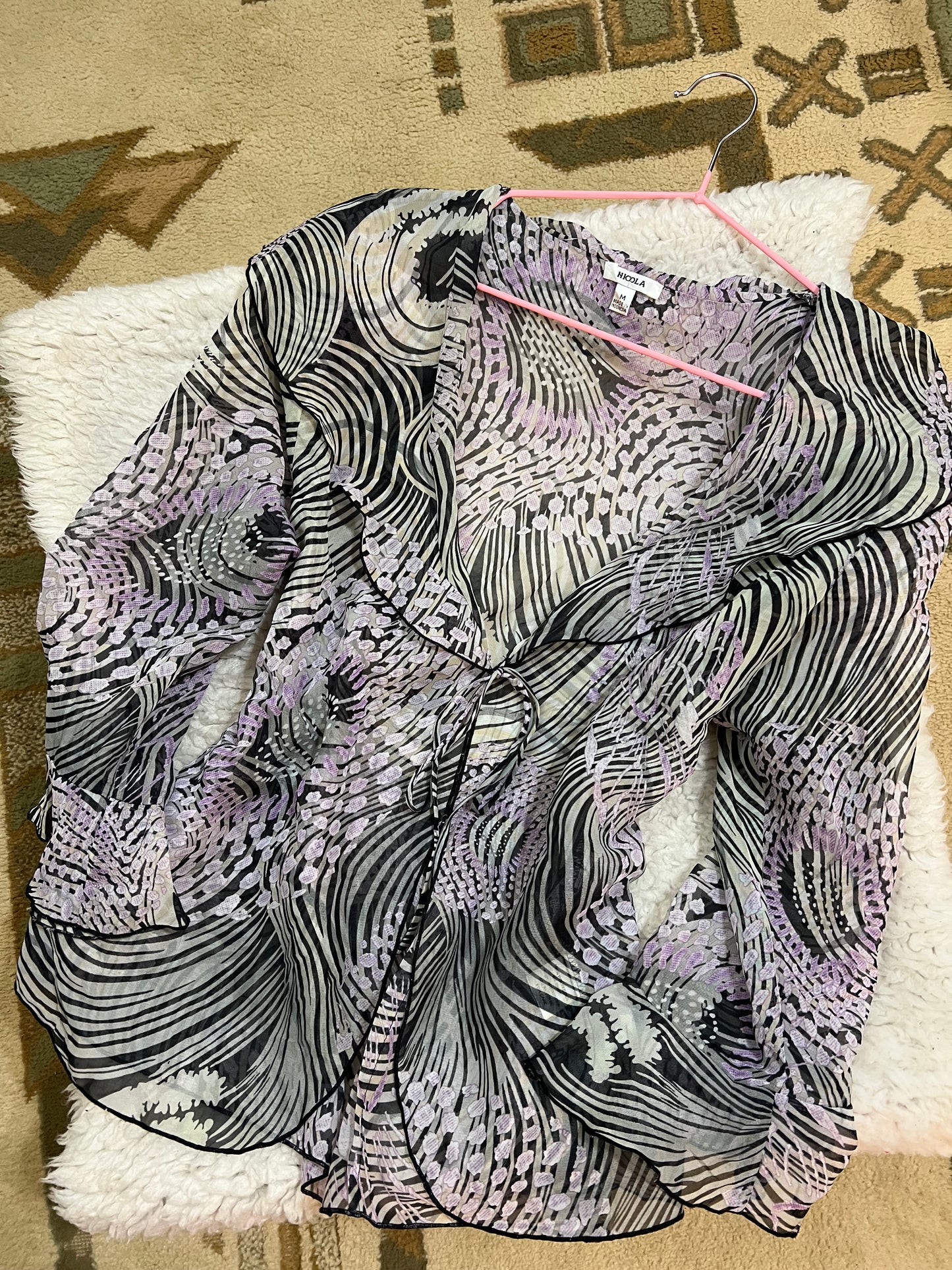 Sheer Tie-Front Blouse