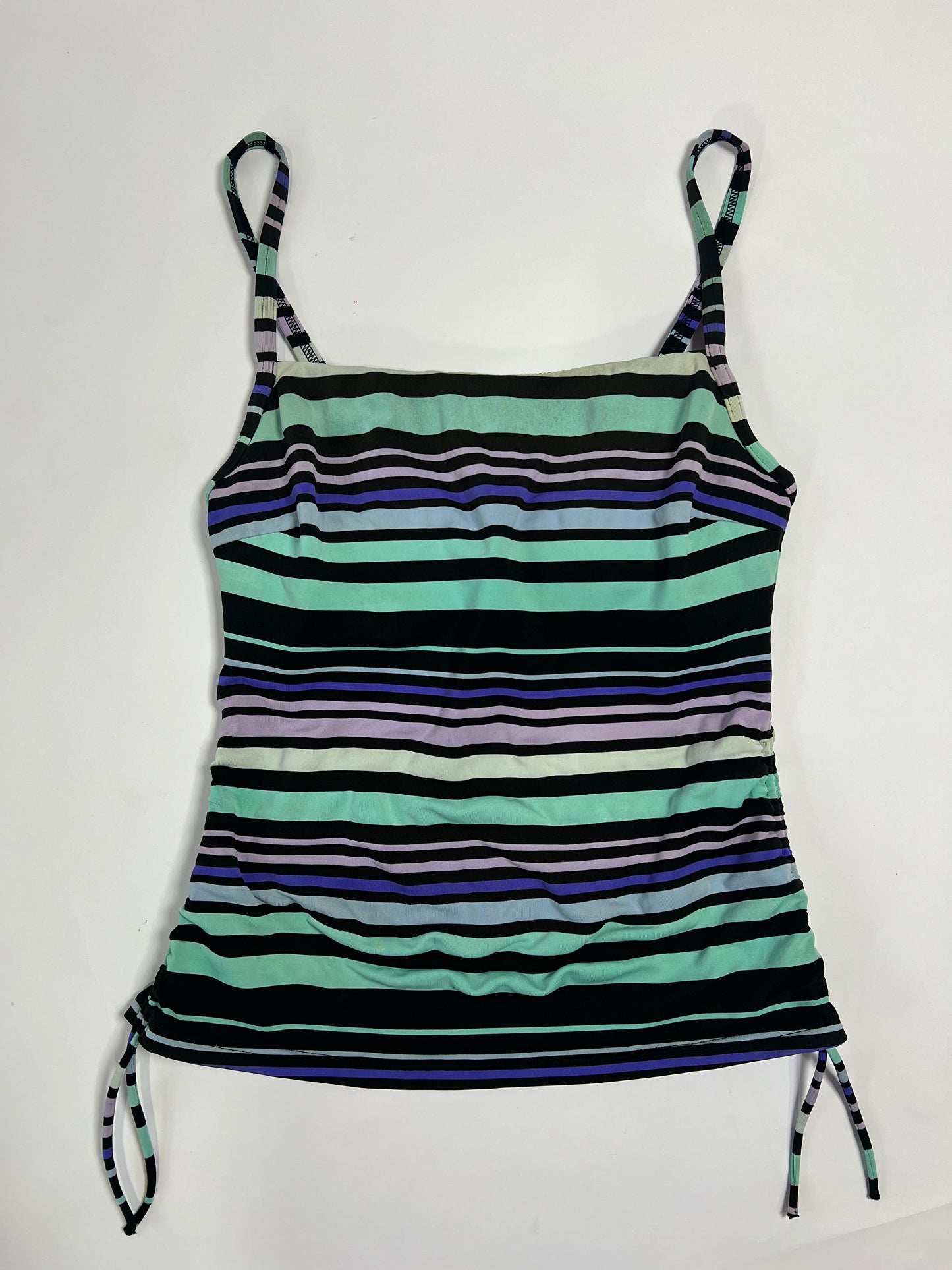 Mint Stripe Ruched Tankini Top