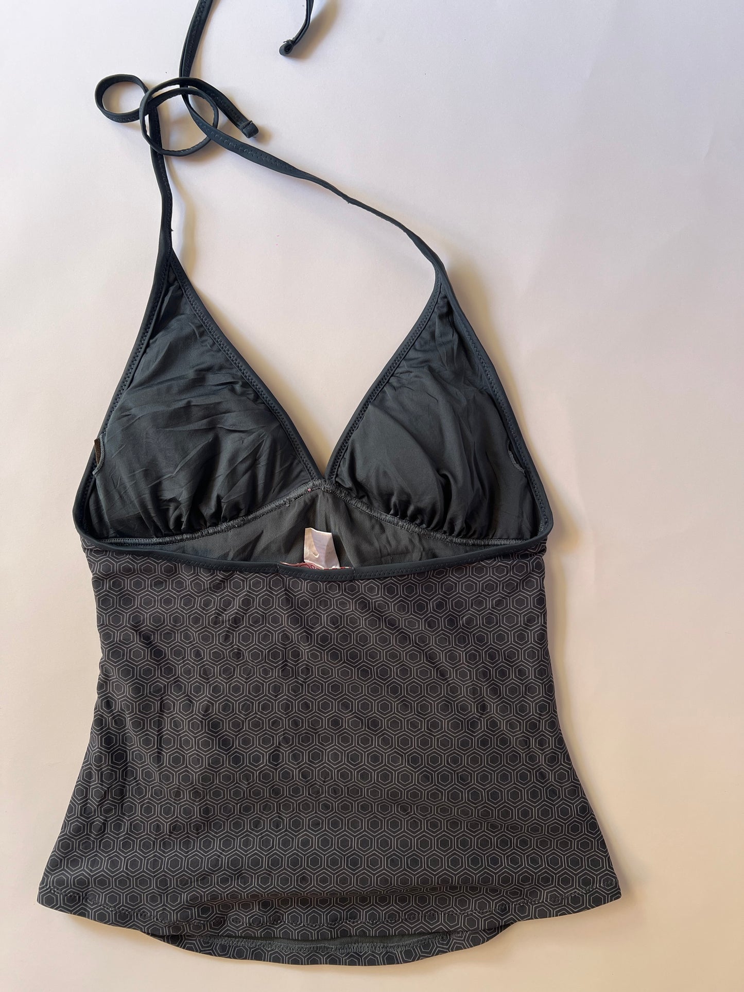 Black graphic halter top